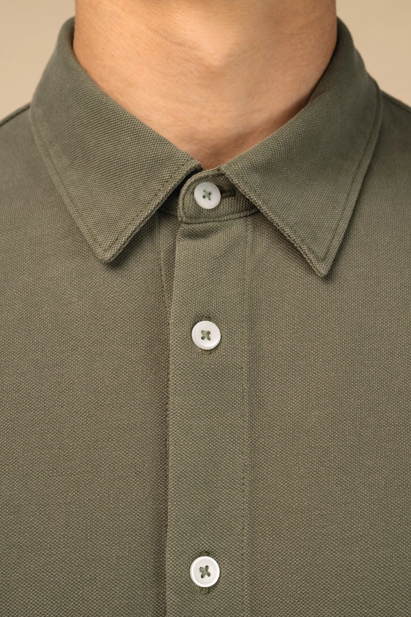 Camisa ecológica desteñida de punto piqué para hombre