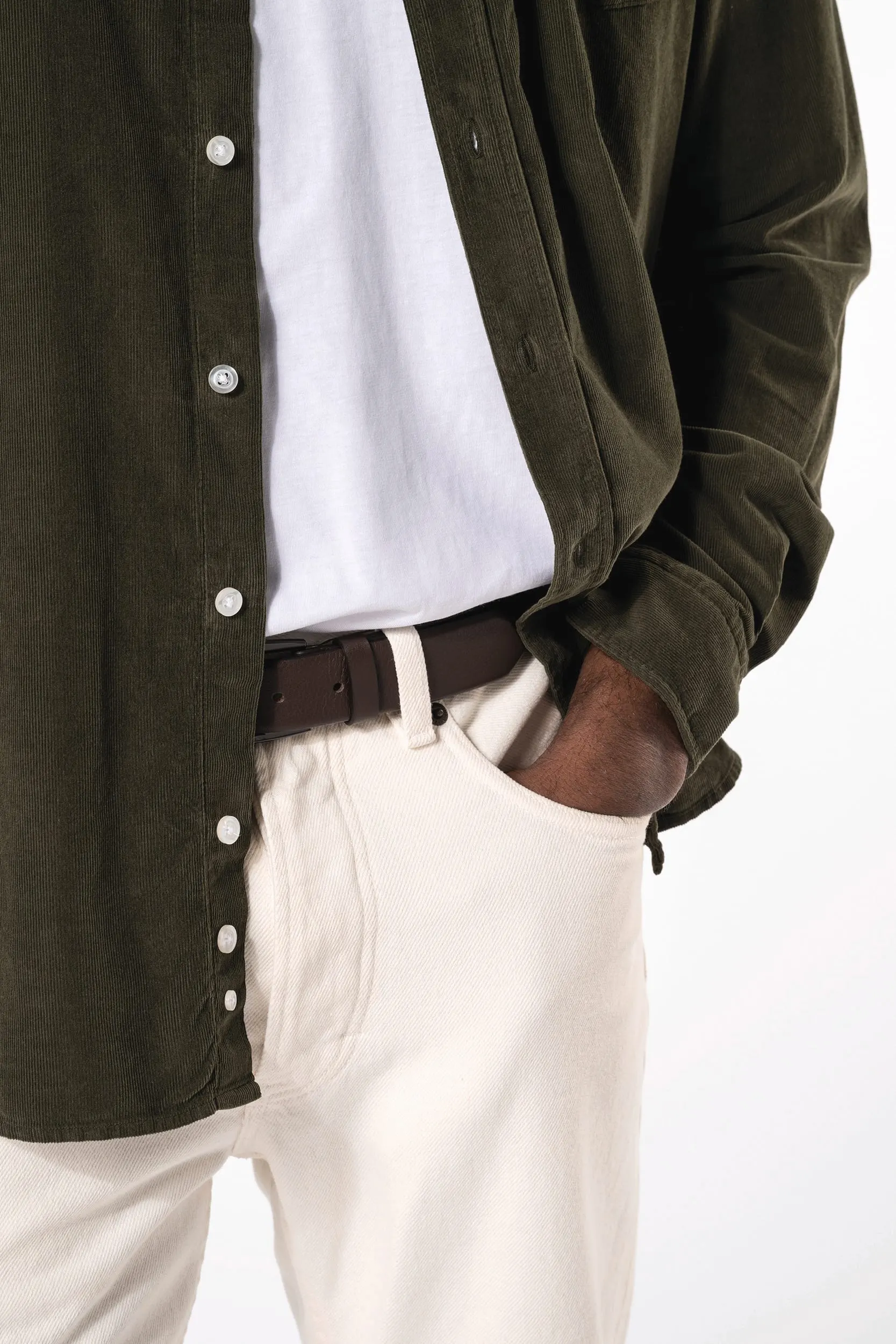 Camisa de pana manga larga hombre