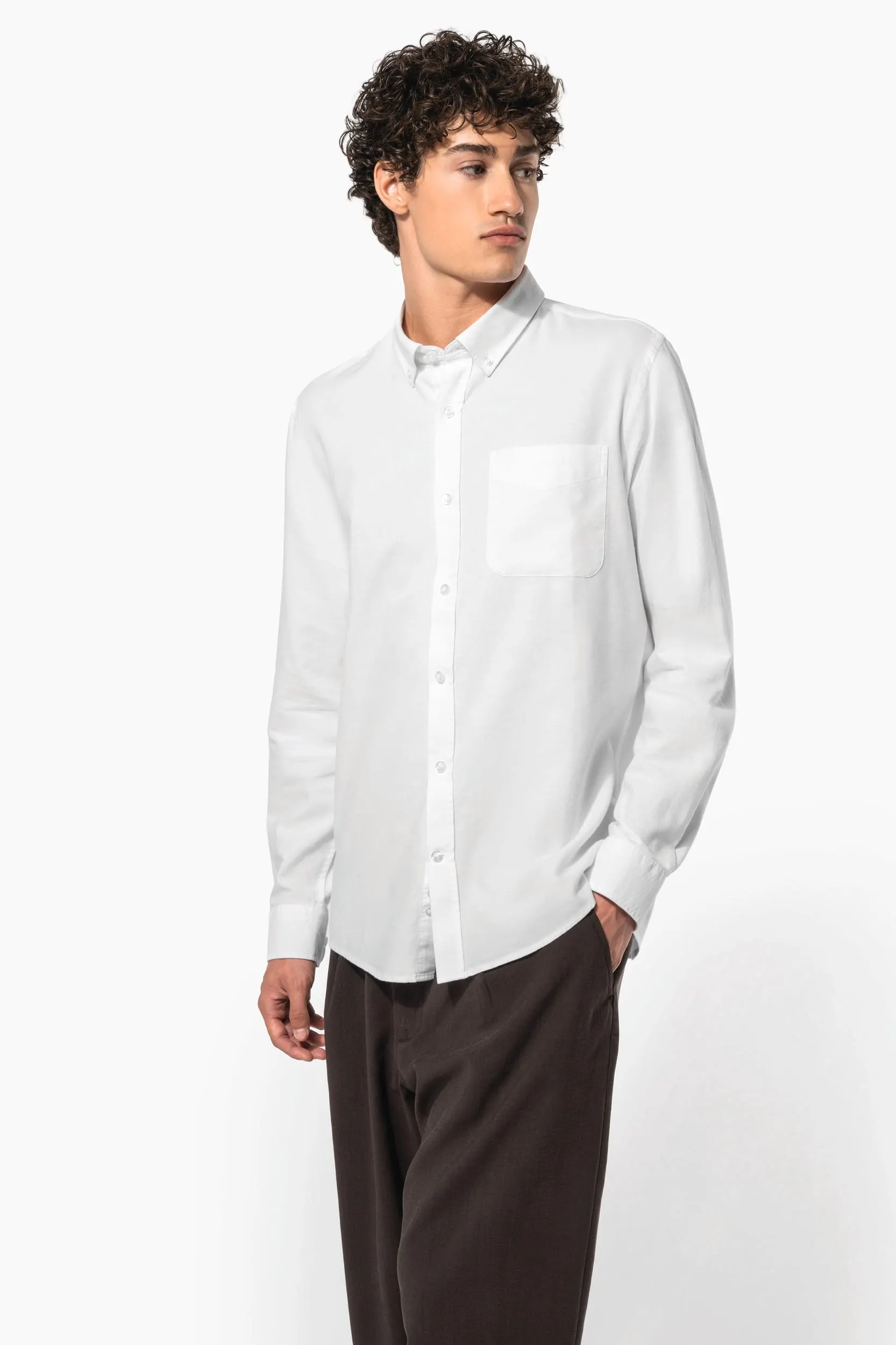 Camisa oxford lavada manga larga
