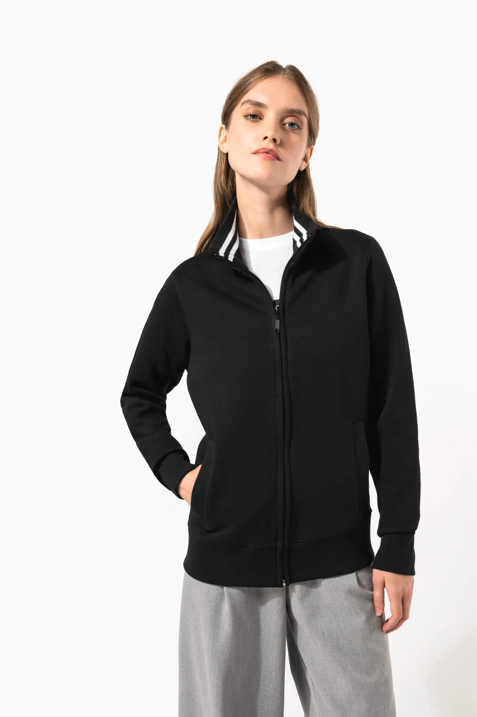 Chaqueta de felpa con cremallera mujer