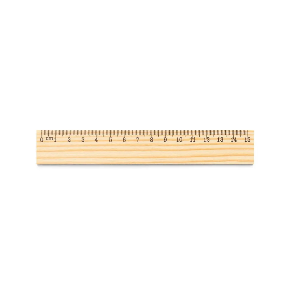WESLEY 15. Regla de madera de pino con escala de 15 cm