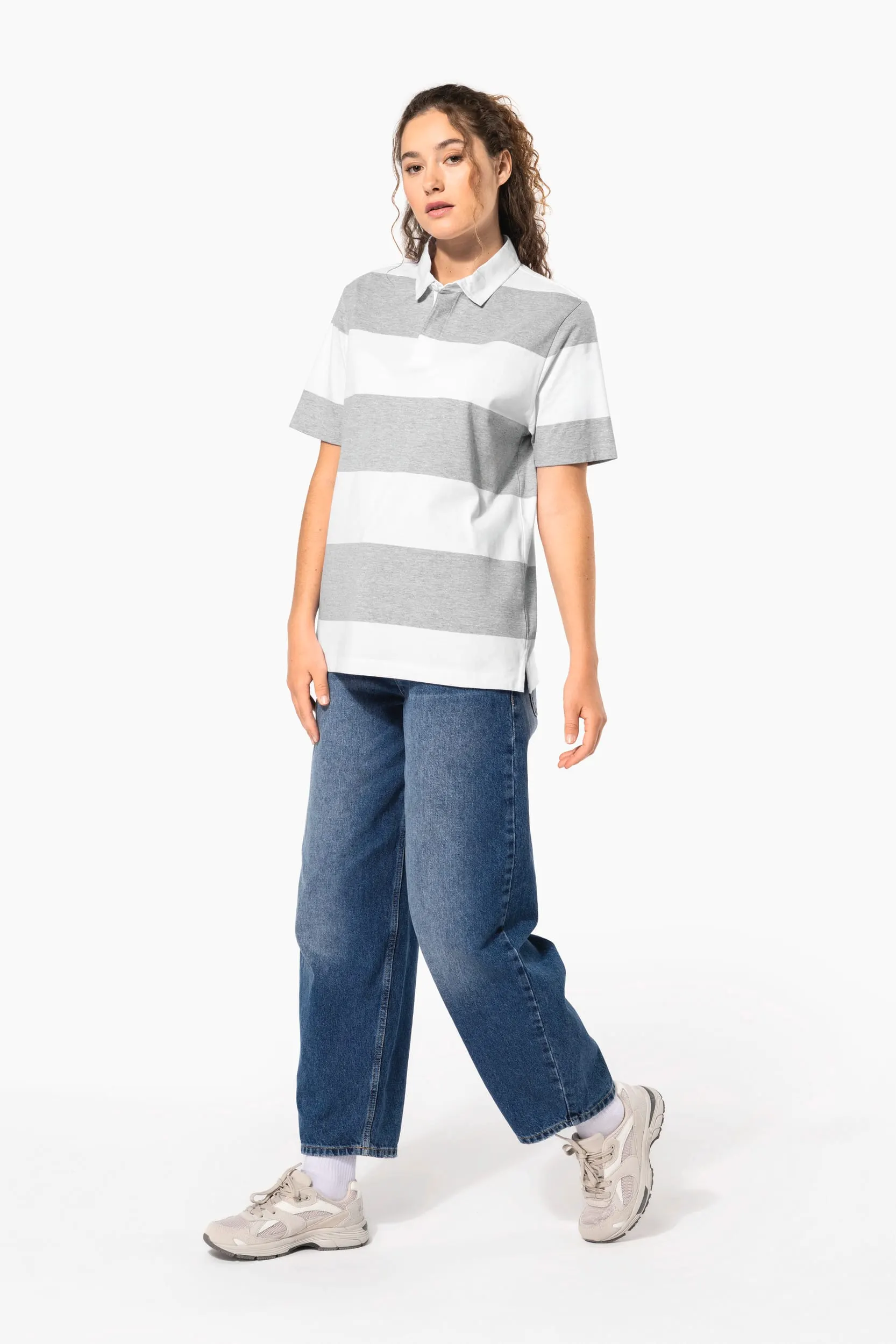 Polo a rayas manga corta unisex
