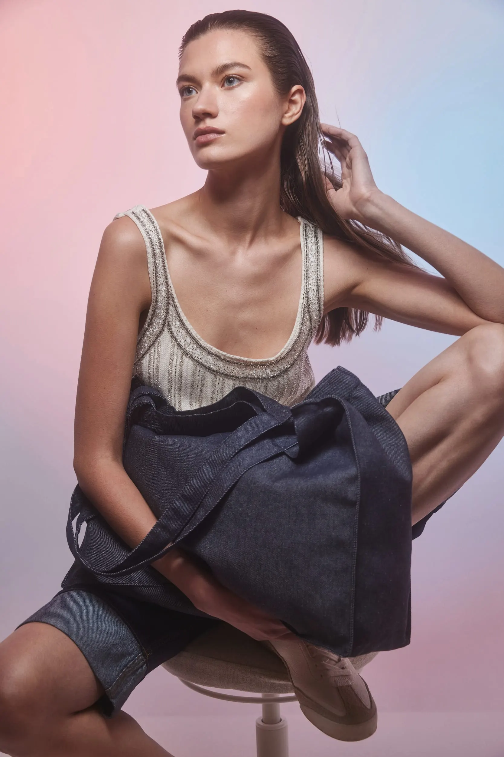 Bolsa shopper denim grande