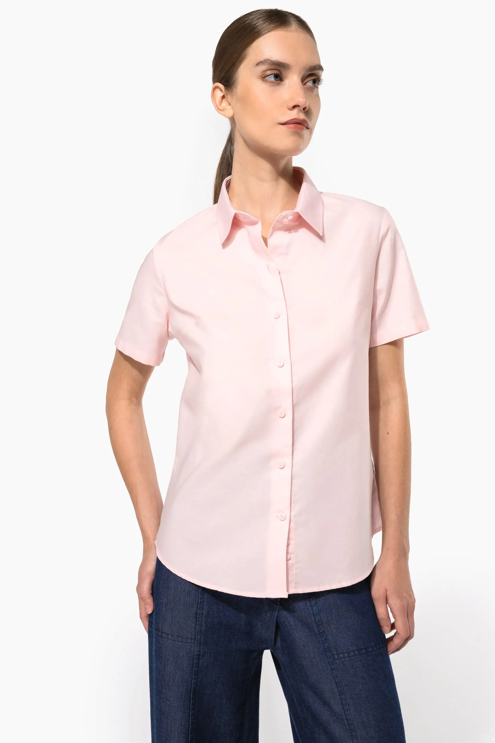 Camisa oxford manga corta mujer