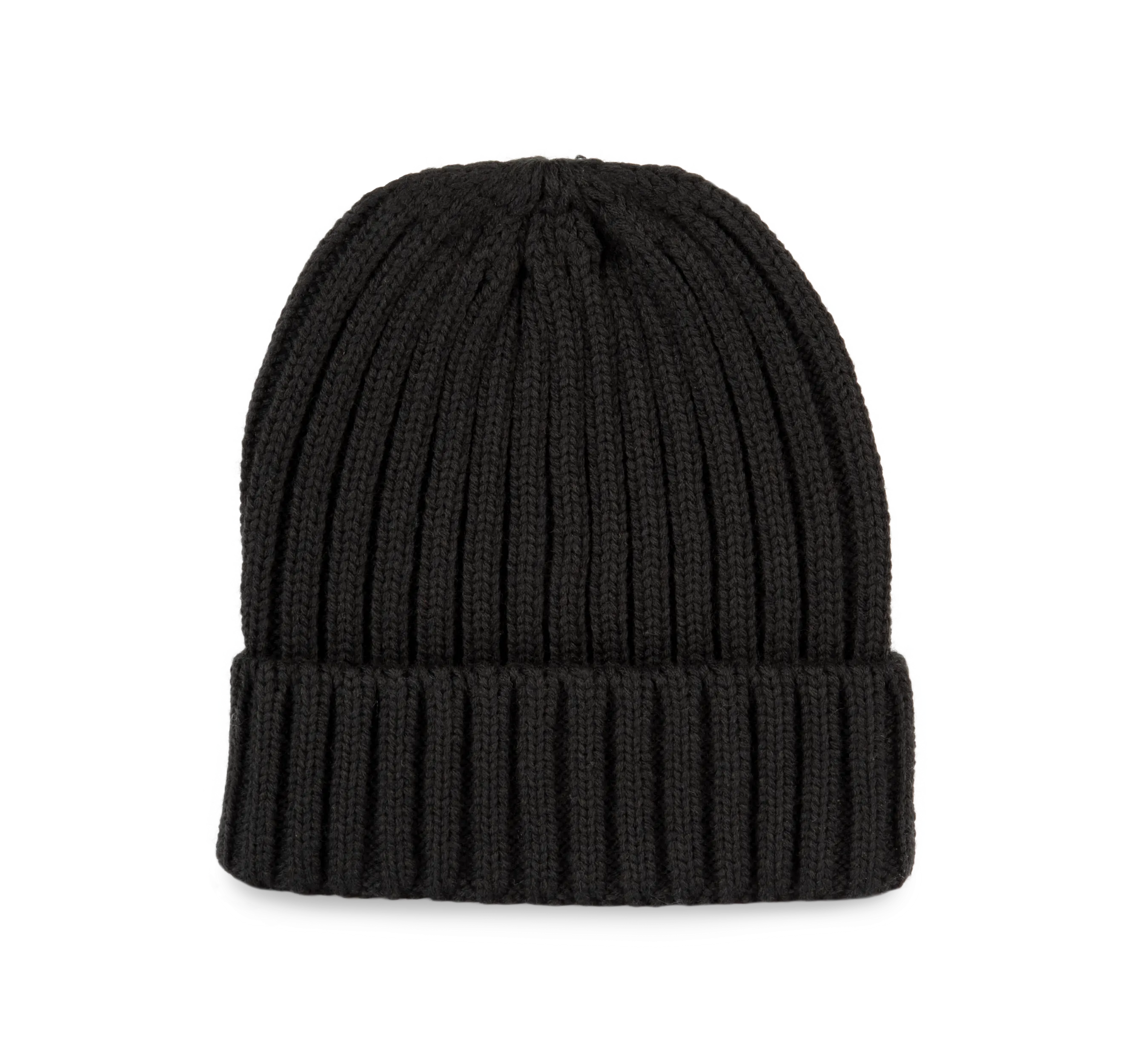 Gorro de punto canalé 2 x 1 con dobladillo