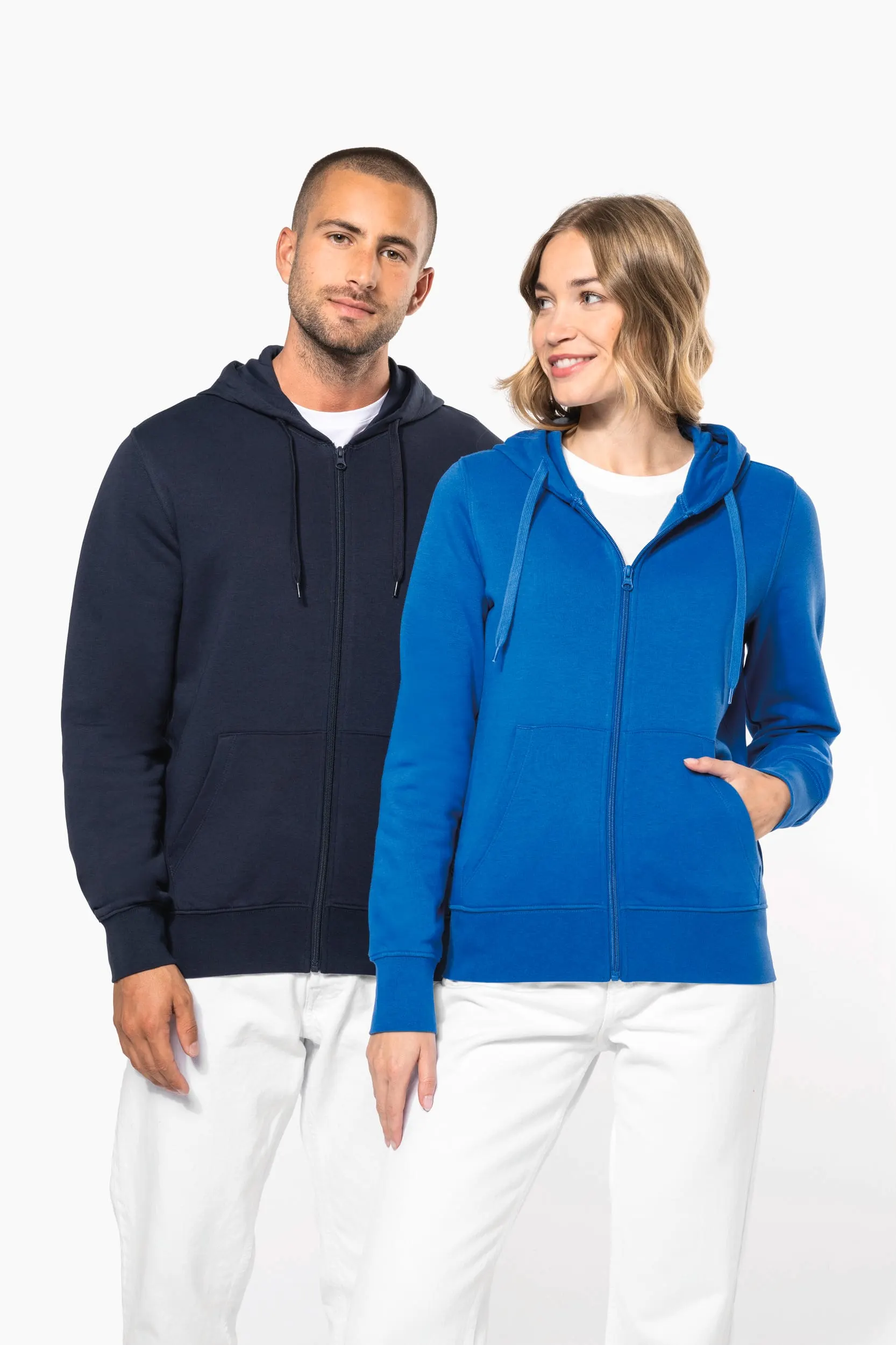 Sudadera con capucha y cremallera ecorresponsable mujer