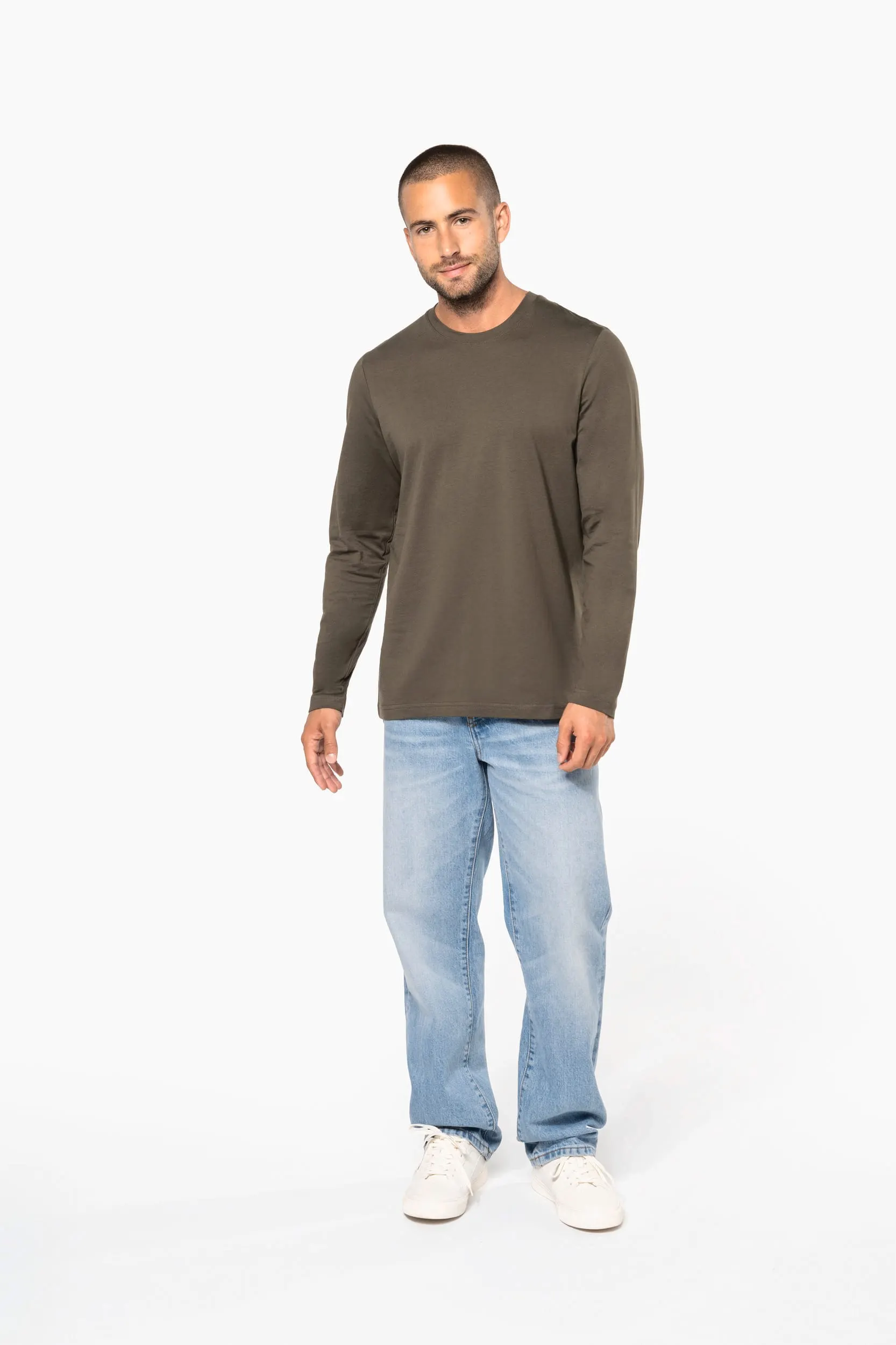 Camiseta maga larga y cuello redondo hombre