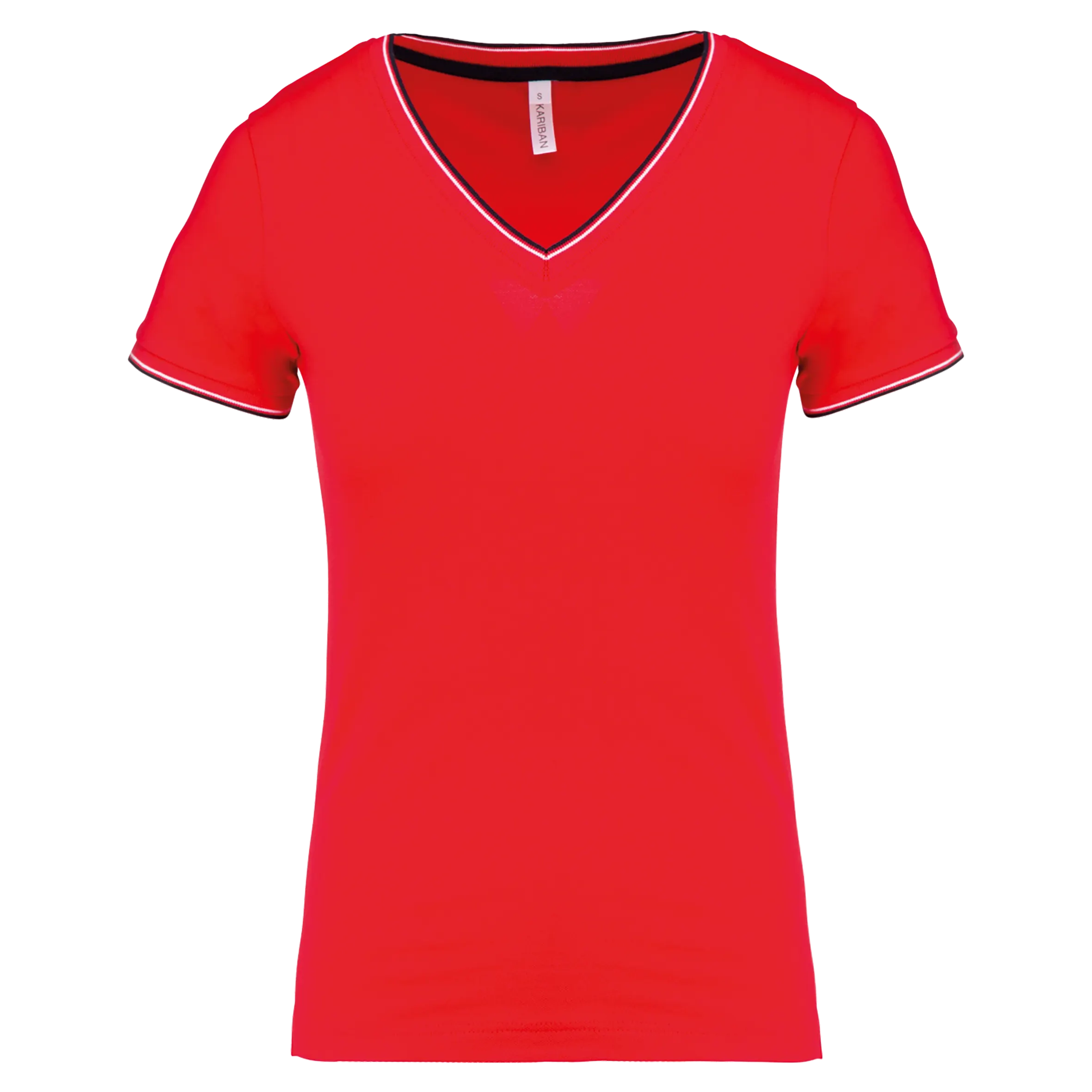 Camiseta de punto piqué con cuello de pico mujer