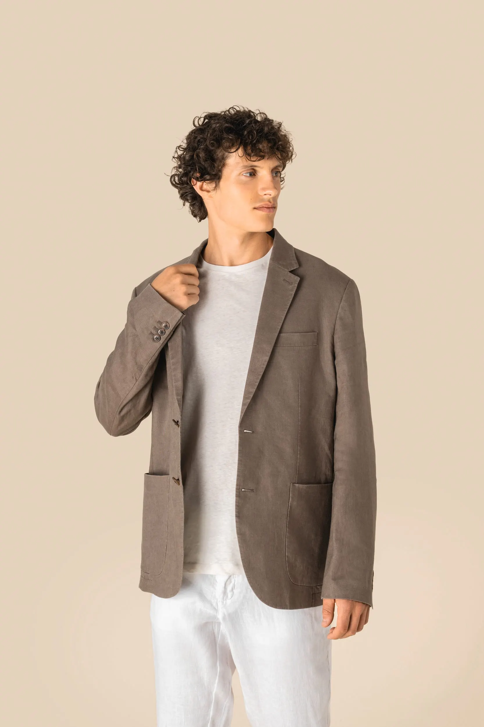 Blazer efecto lavado de lino hombre