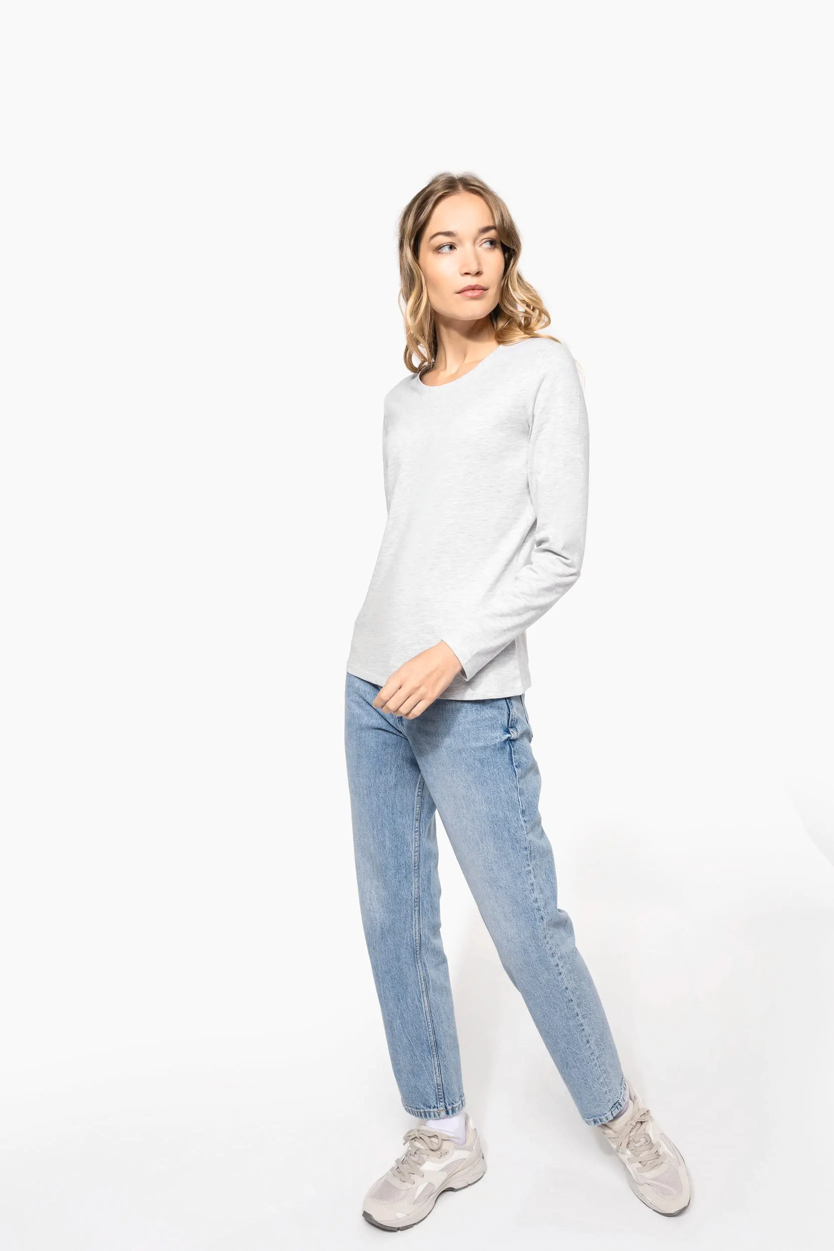 Camiseta manga larga y cuello redondo mujer