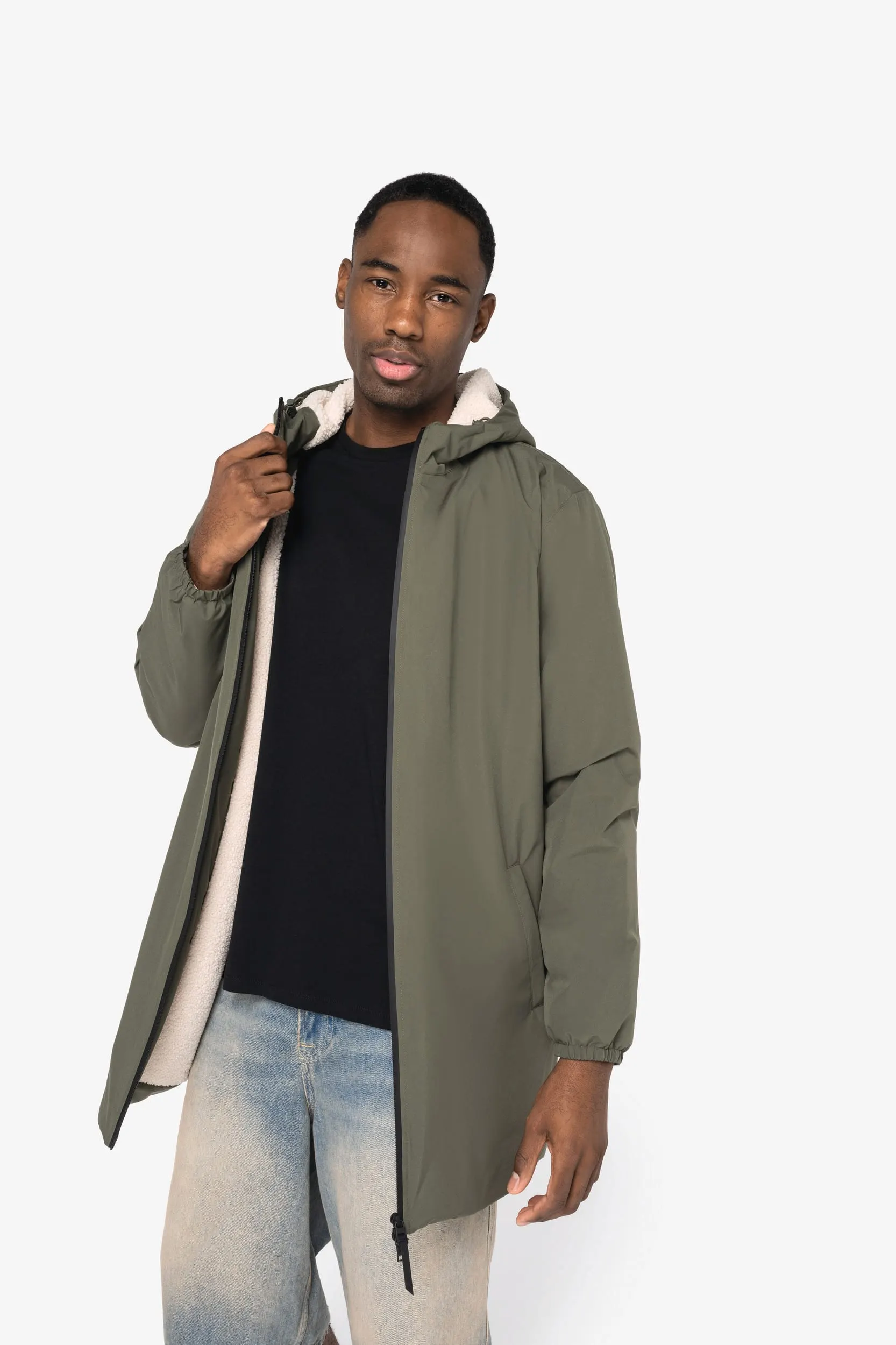 Chaqueta ecorresponsable impermeable con forro de sherpa unisex