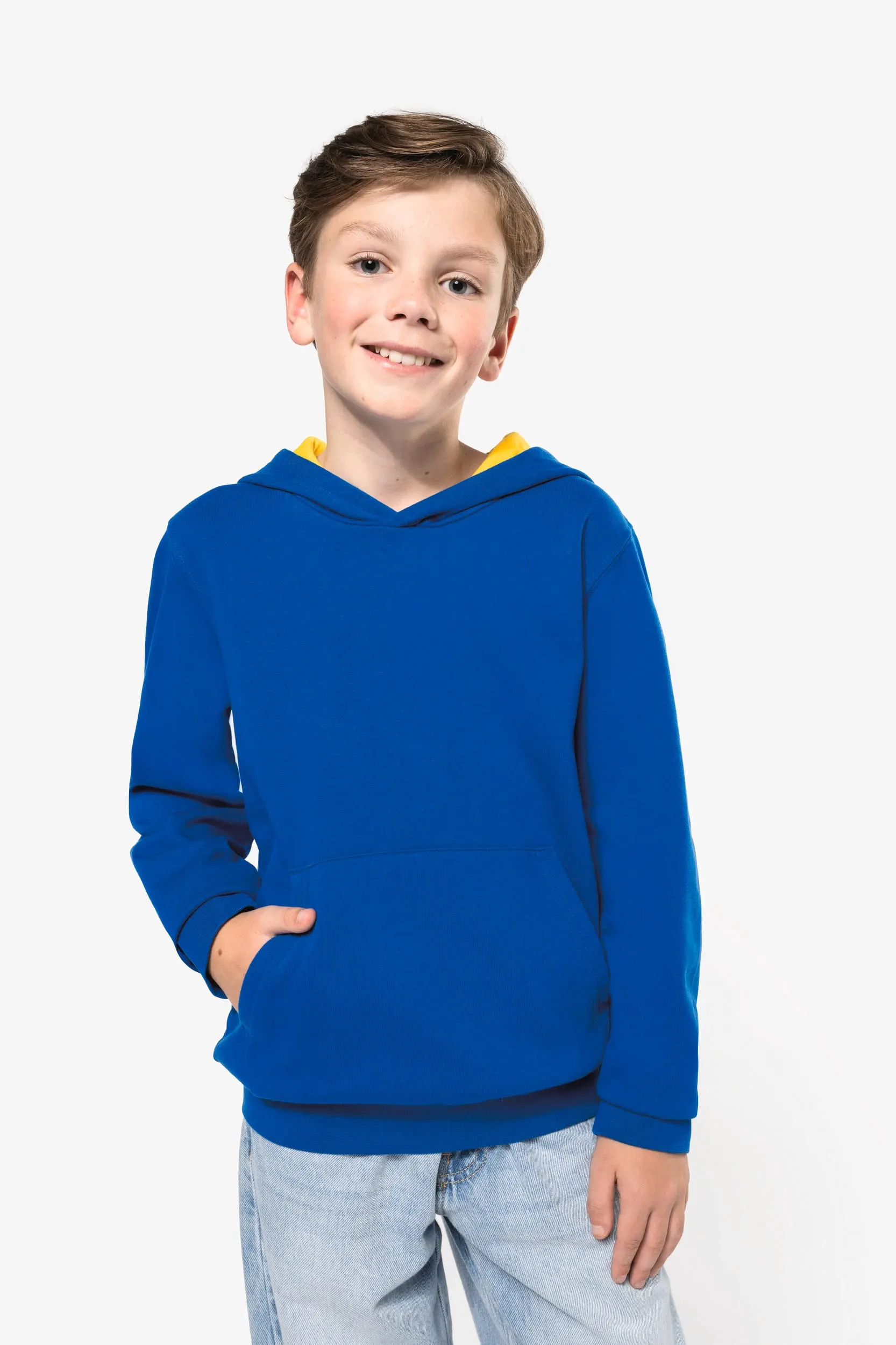 Sudadera capucha contrastada niños