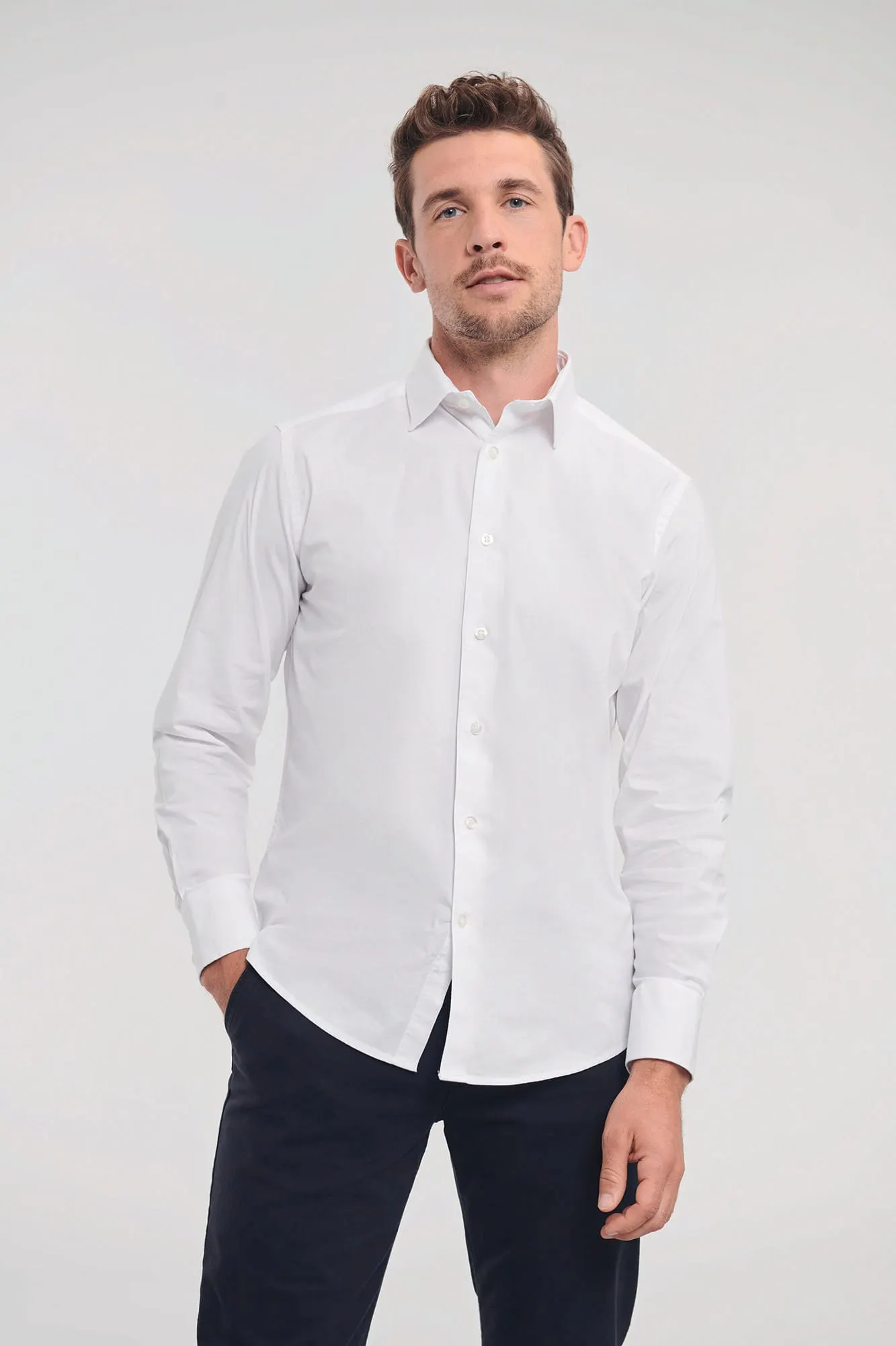 Camisa entallada manga larga hombre