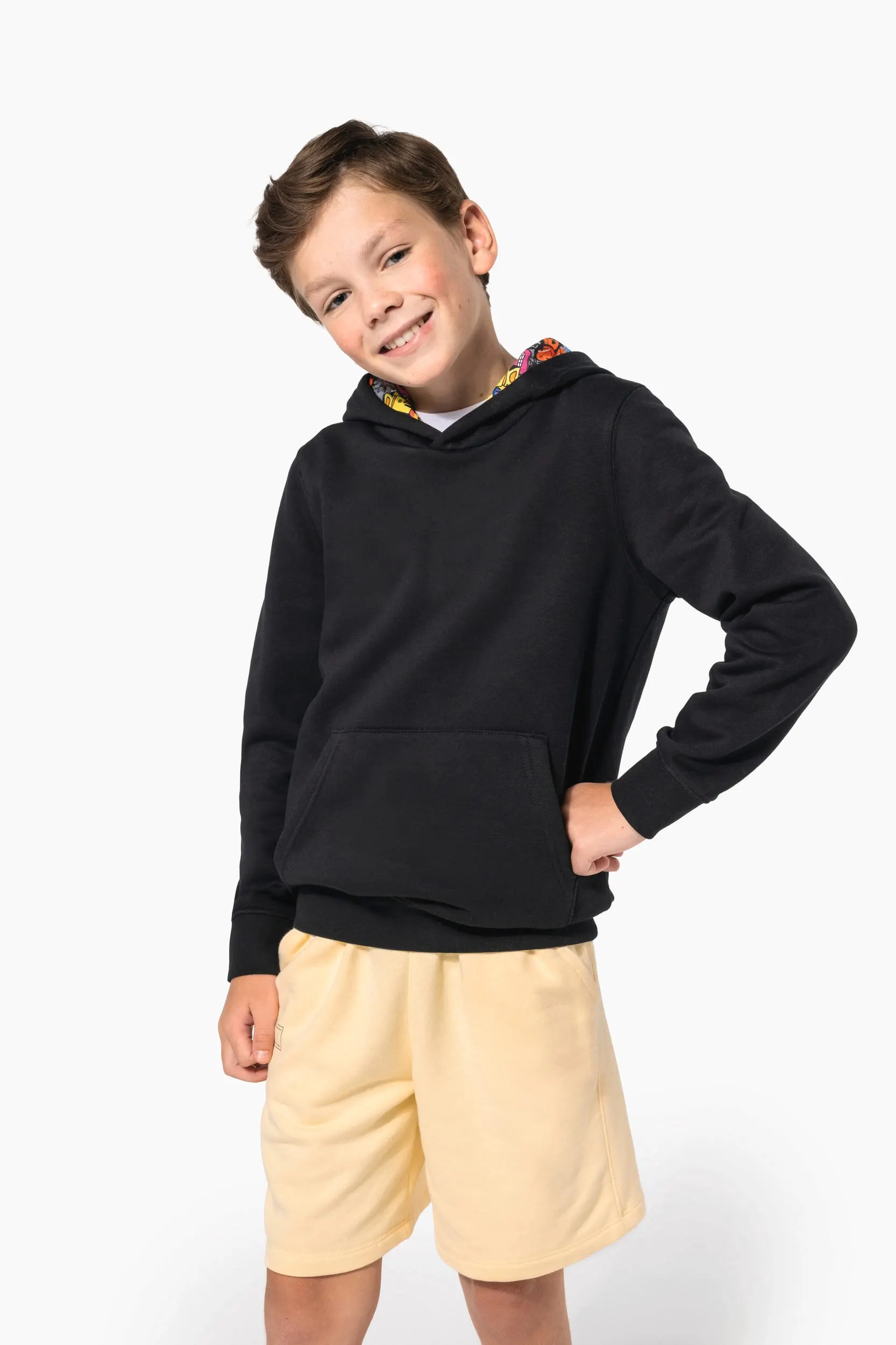 Sudadera con capucha de forro contrastado infantil