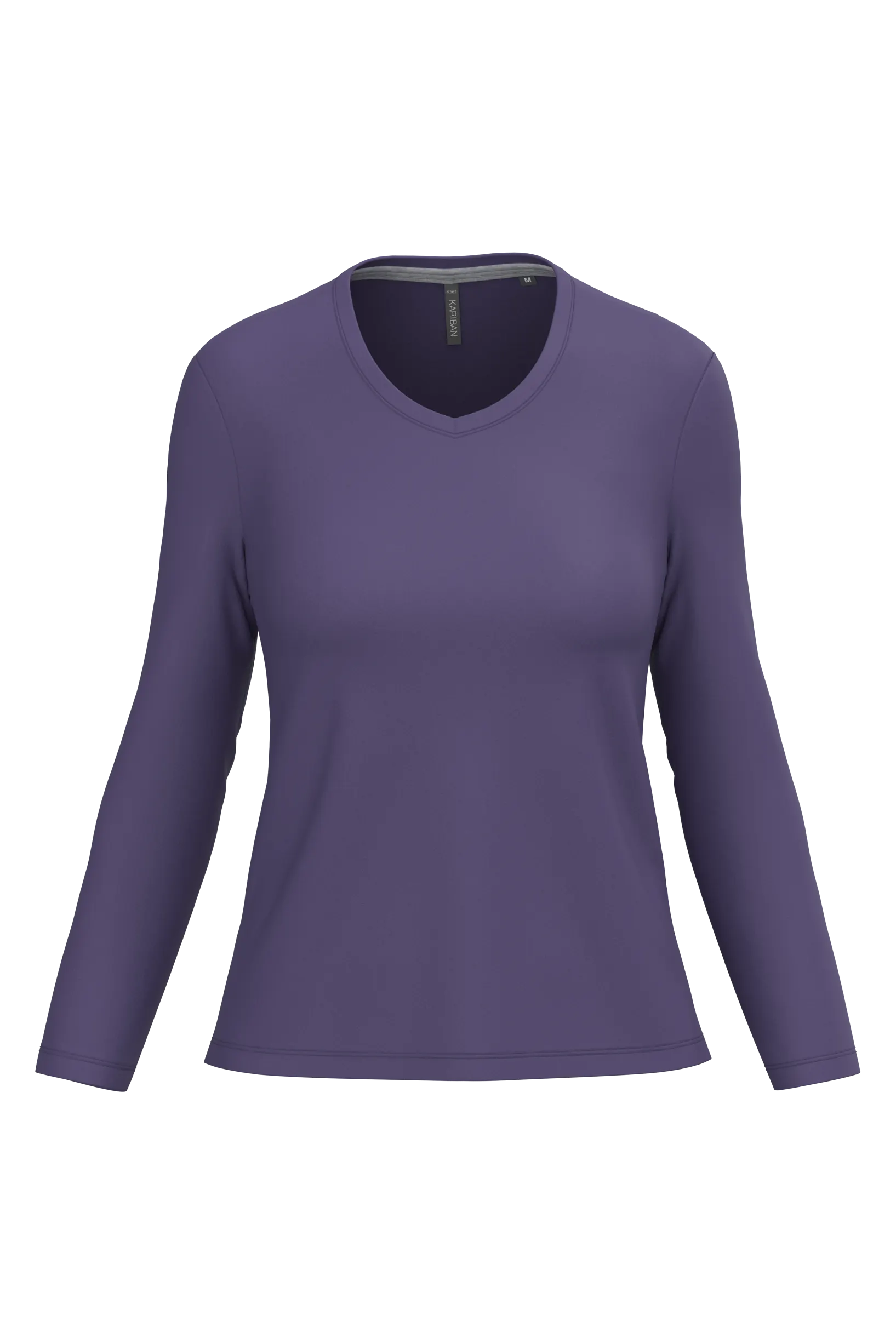 Camiseta manga larga y cuello de pico mujer