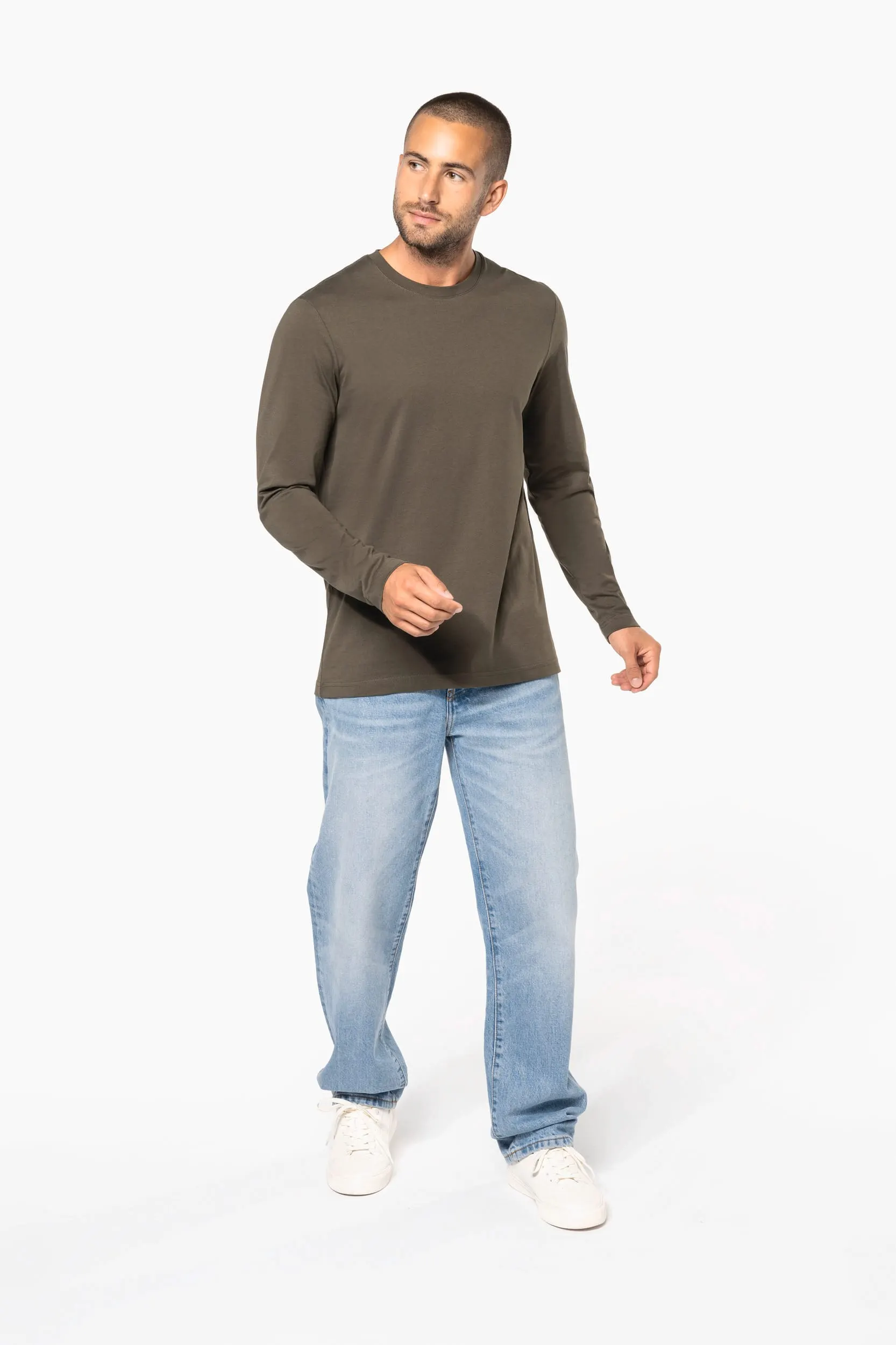 Camiseta maga larga y cuello redondo hombre