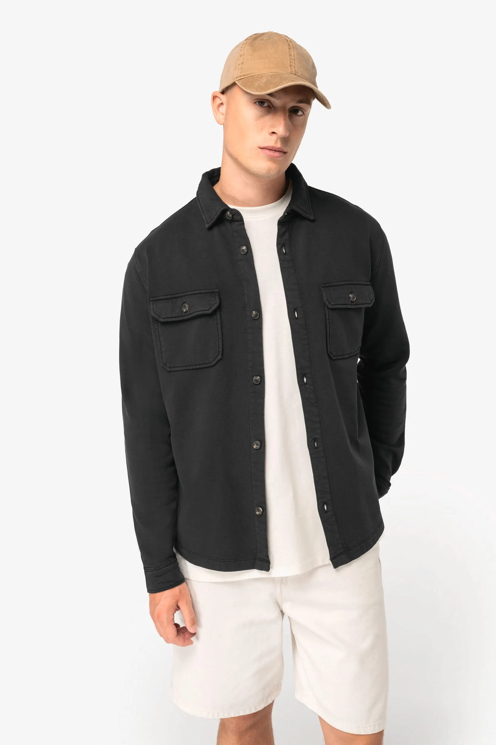Sobrecamisa ecorresponsable efecto lavado de felpa perchada hombre