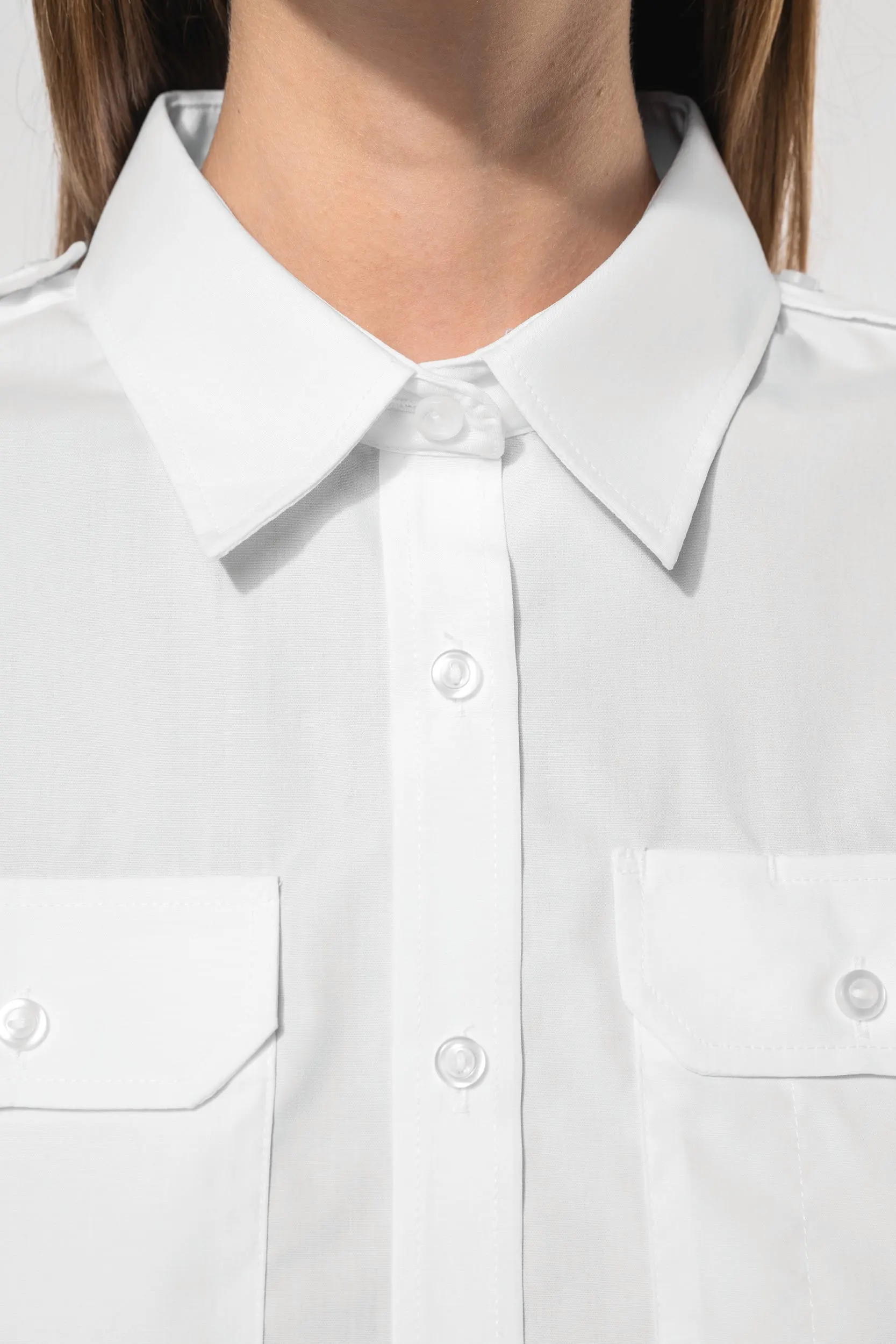 Camisa piloto manga corta mujer