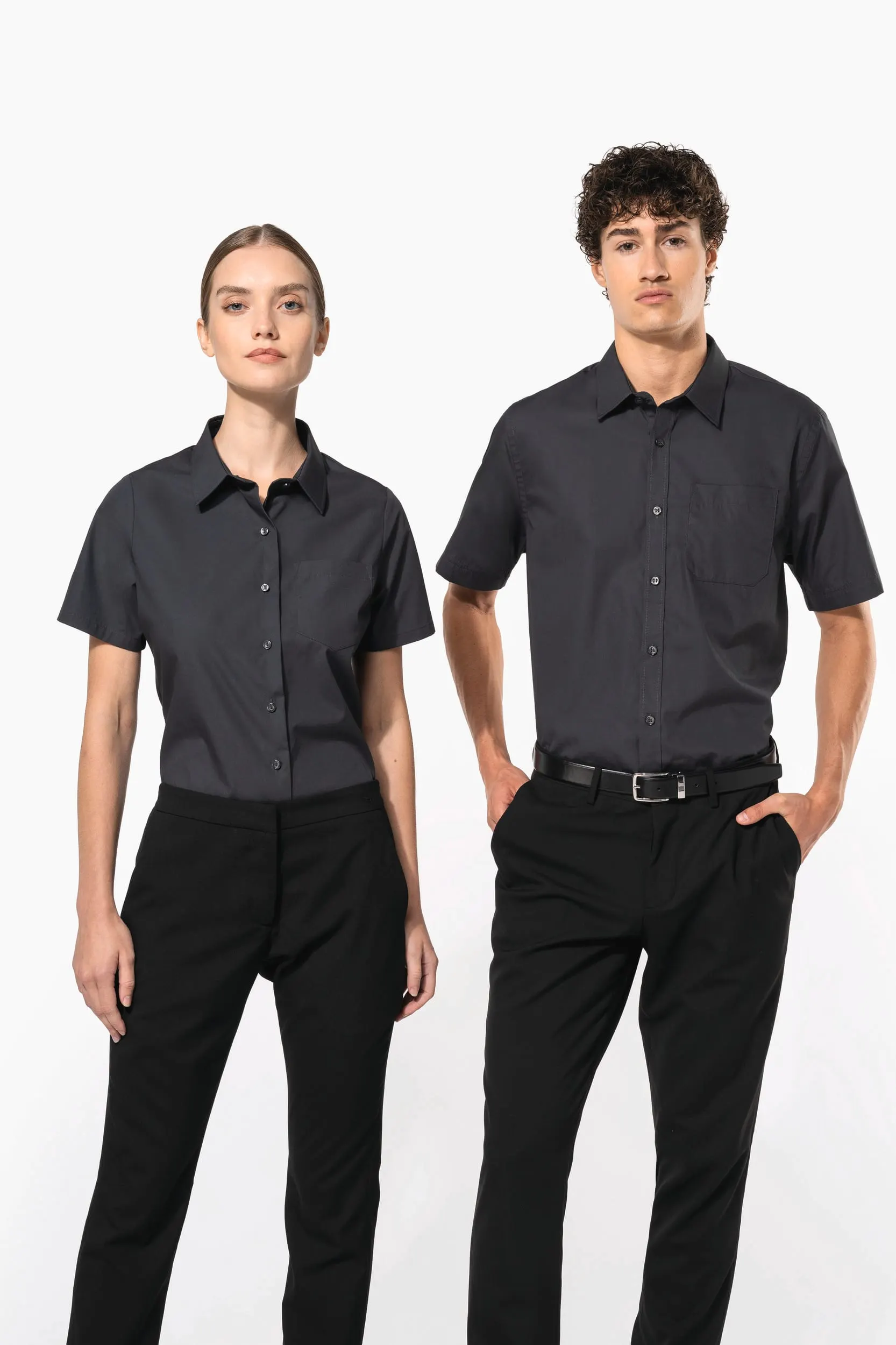 Camisa popelina manga corta hombre