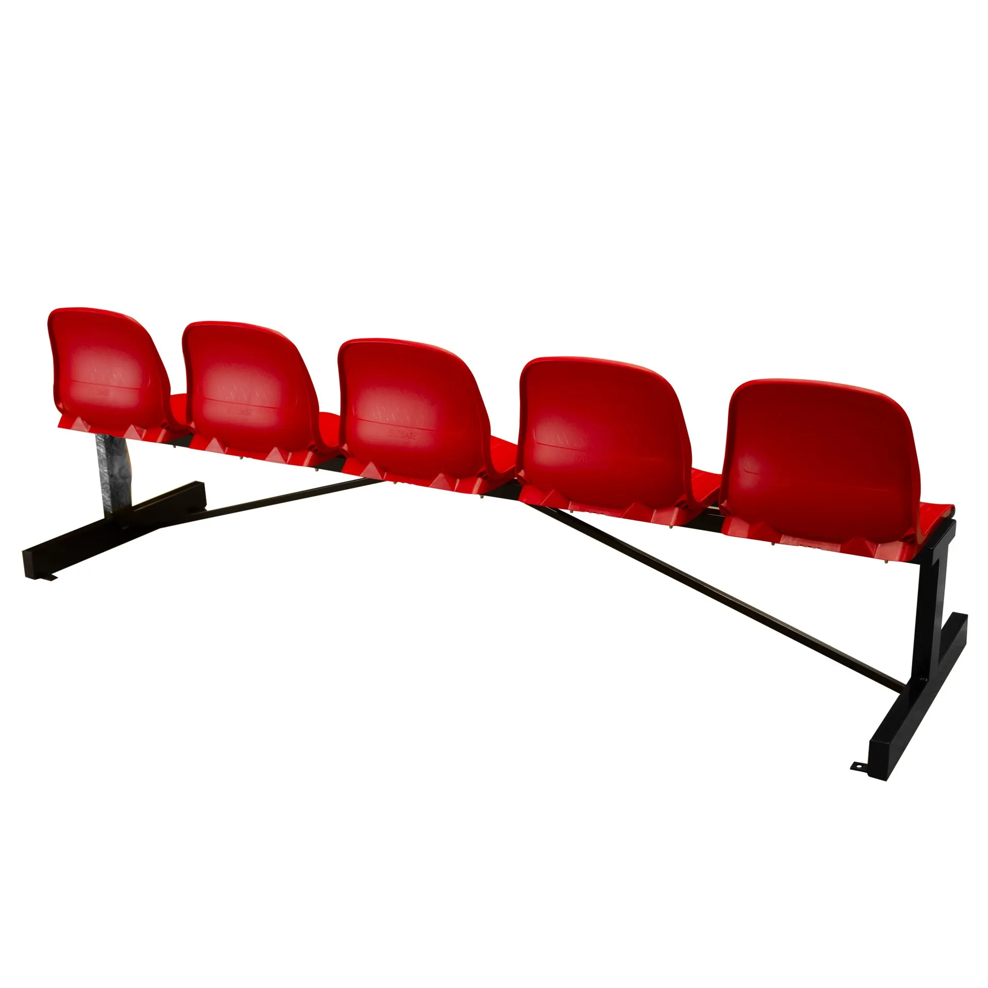 BANCO METÁLICO NEW CON ASIENTO ROJO PVC -5 PLAZAS- RESPALTO ALTO