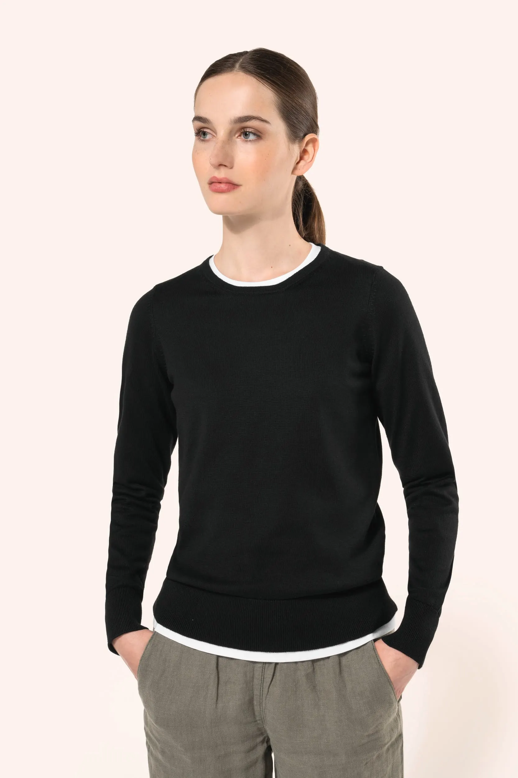 Jersey Supima® cuello redondo mujer