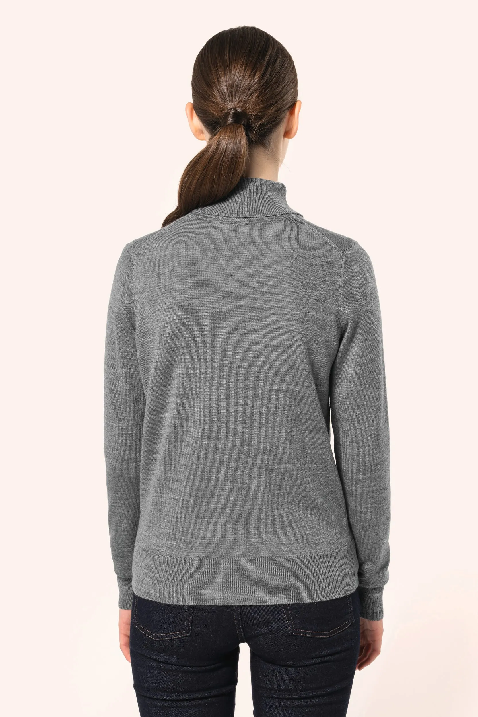 Jersey lana merina cuello vuelto mujer