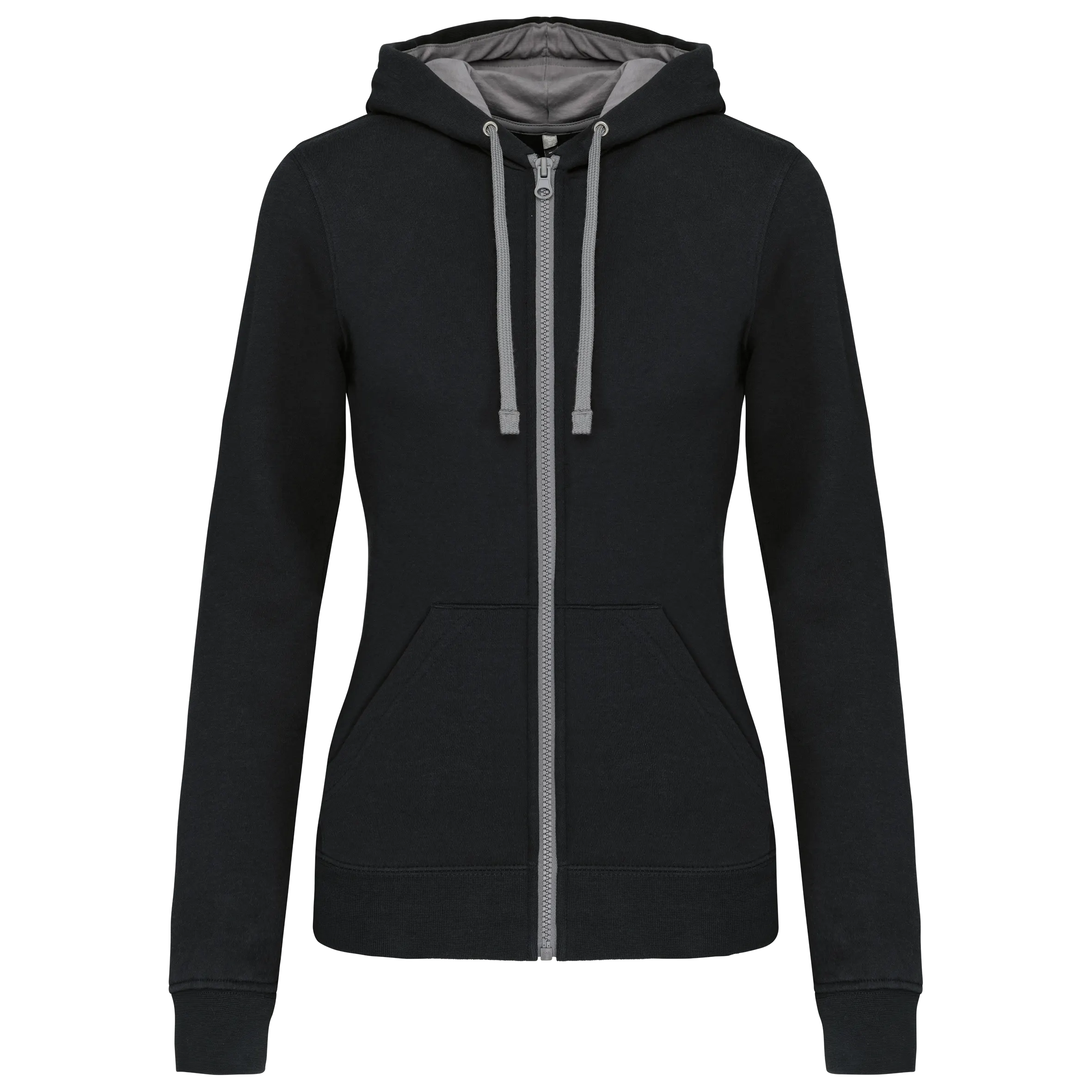Sudadera capucha y cremallera contrastada mujer