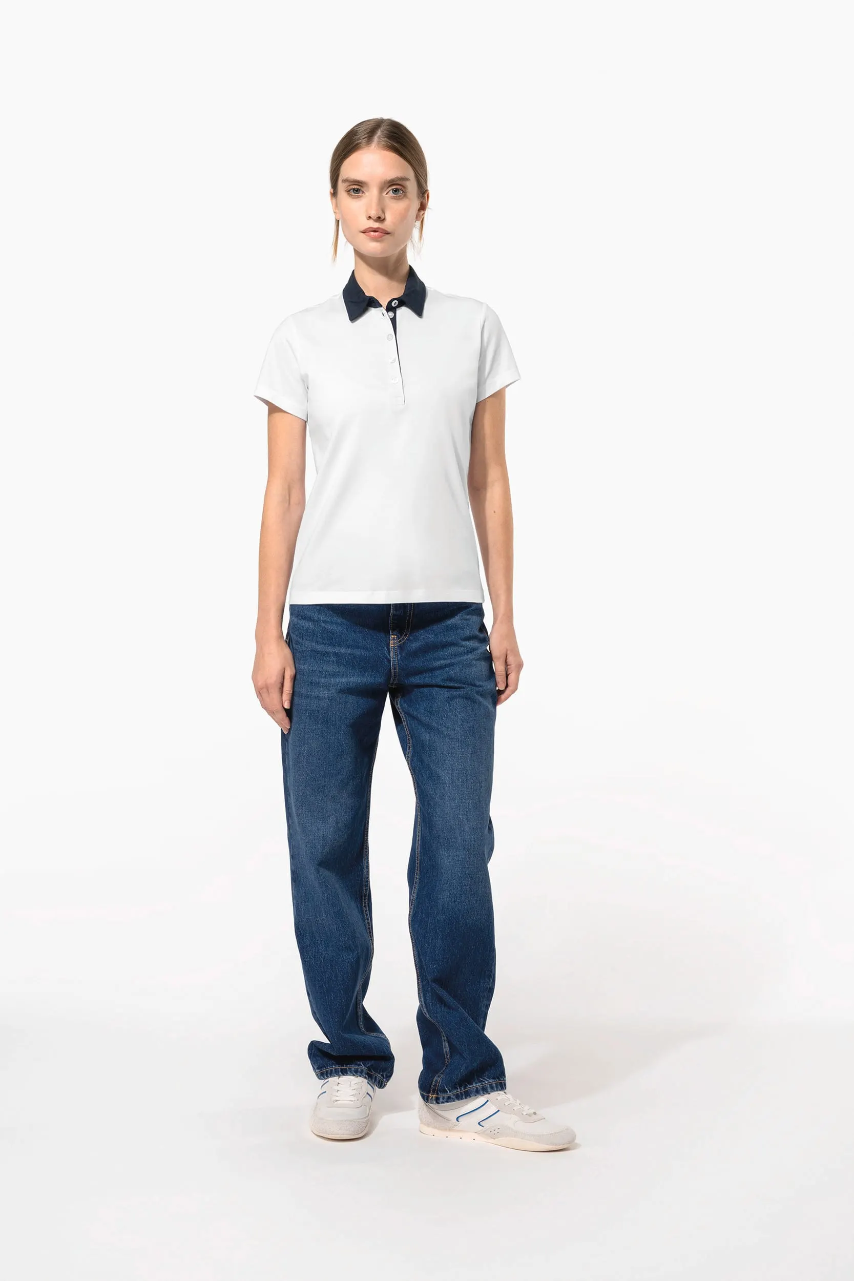 Polo jersey bicolor mujer