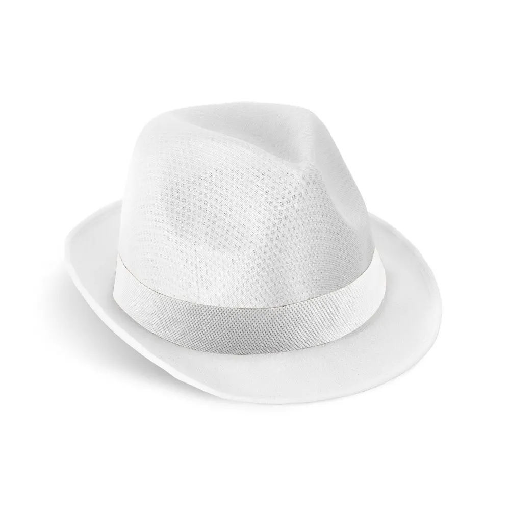MANOLO POLI. Gorro en PP con cinta de poliéster blanca