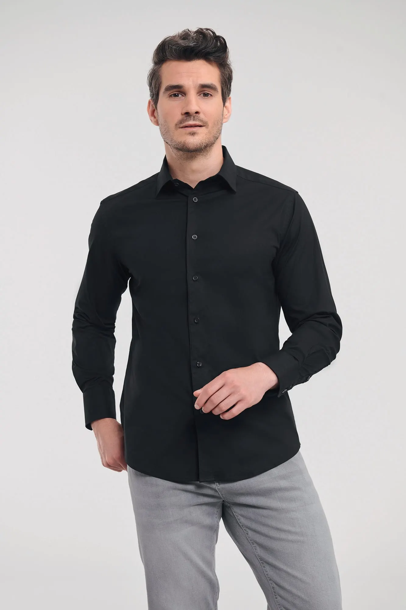 Camisa entallada manga larga hombre