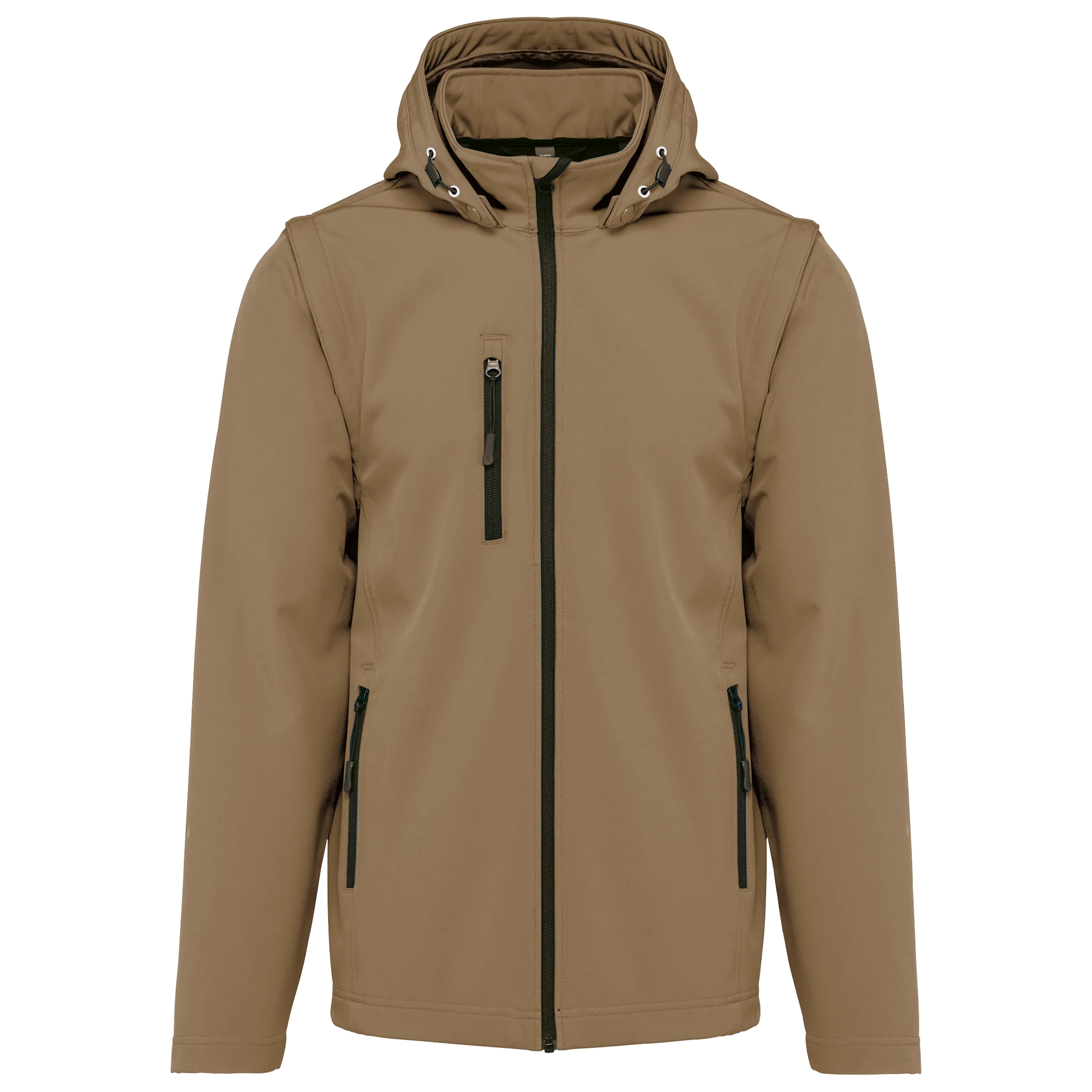 Chaquetas softshell 3 capas con capucha y mangas extraíbles unisex