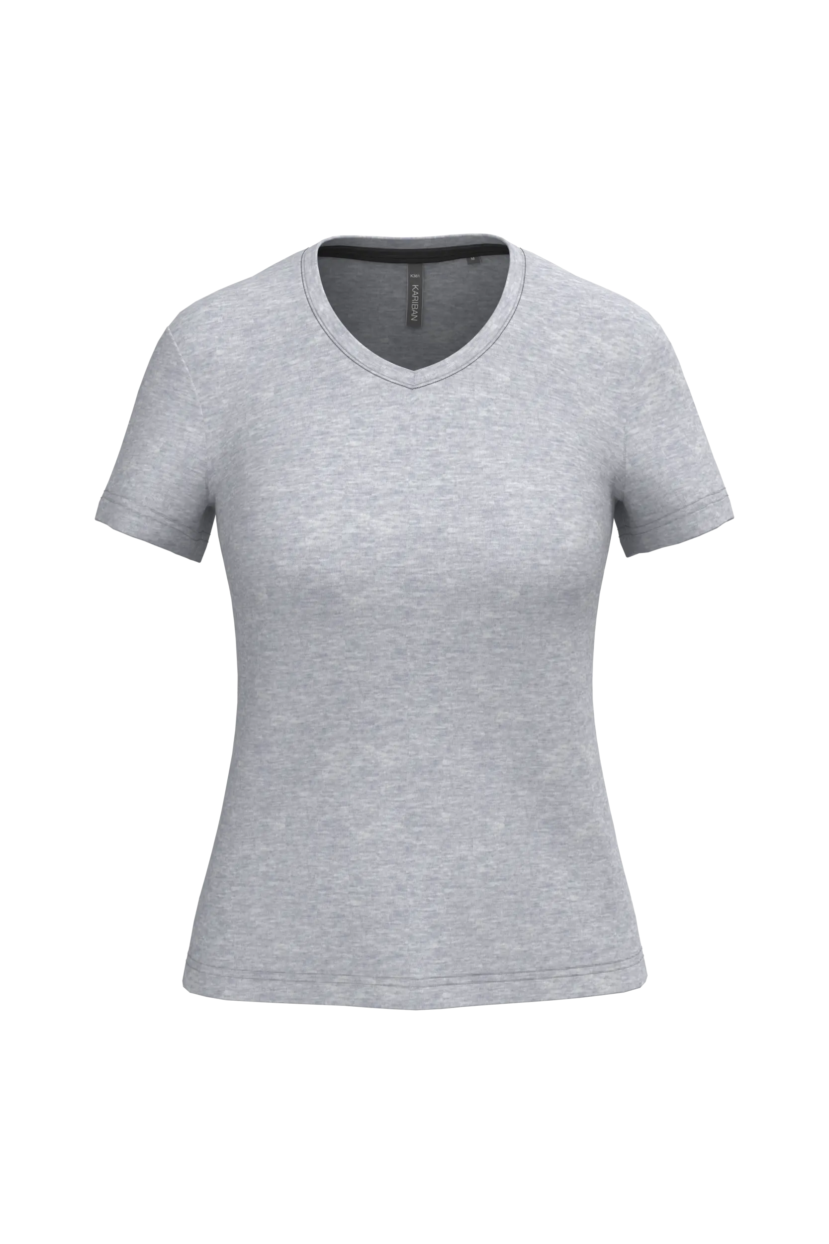 Camiseta de manga cota y cuello de pico mujer