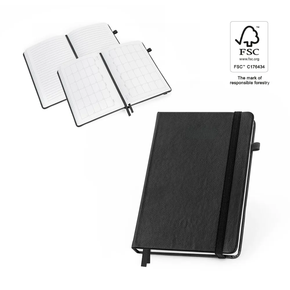 HEANEY. Cuaderno de poliuretano a base de agua con planificación mensual integrada y páginas rayadas