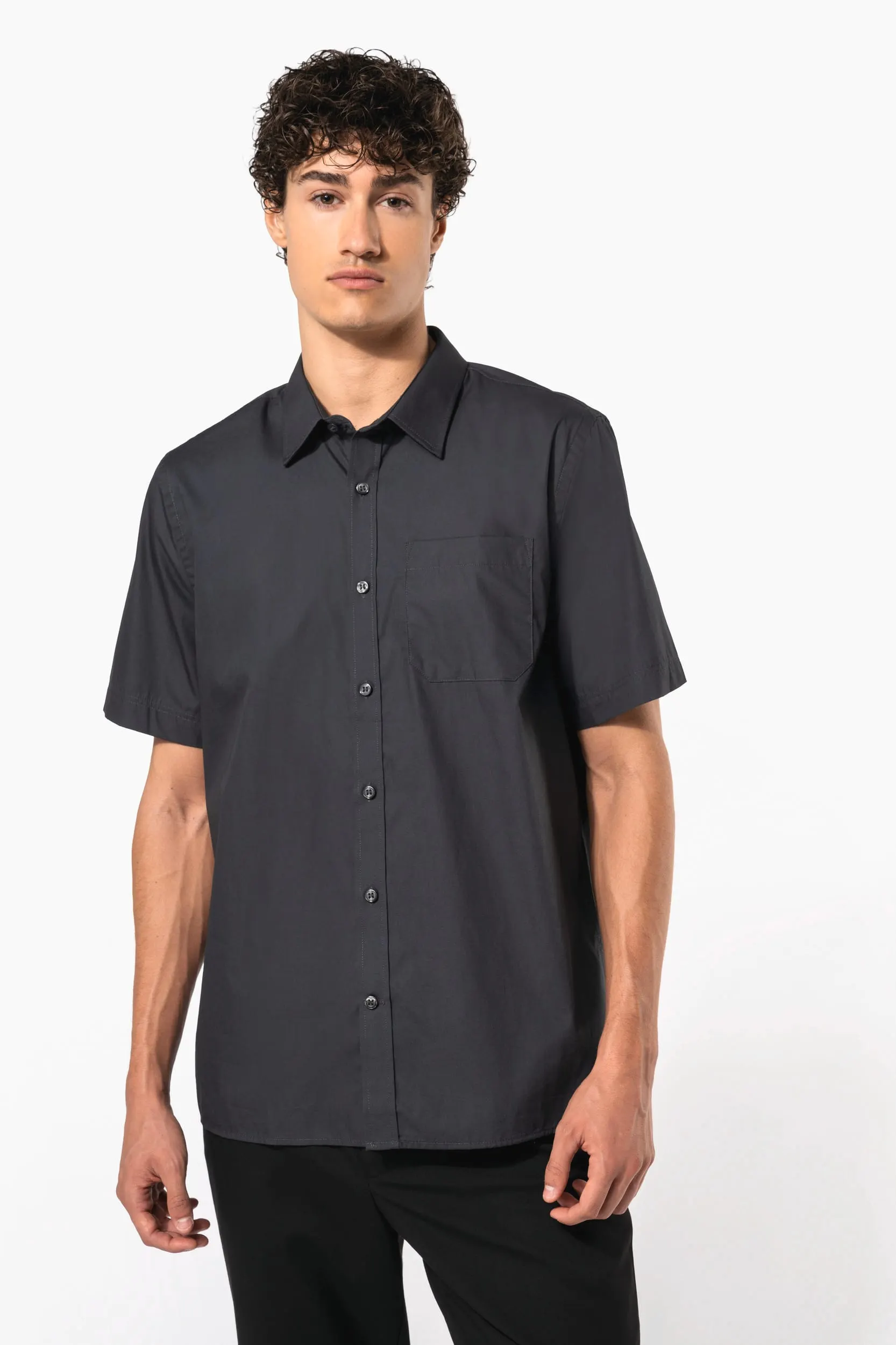 Camisa popelina manga corta hombre