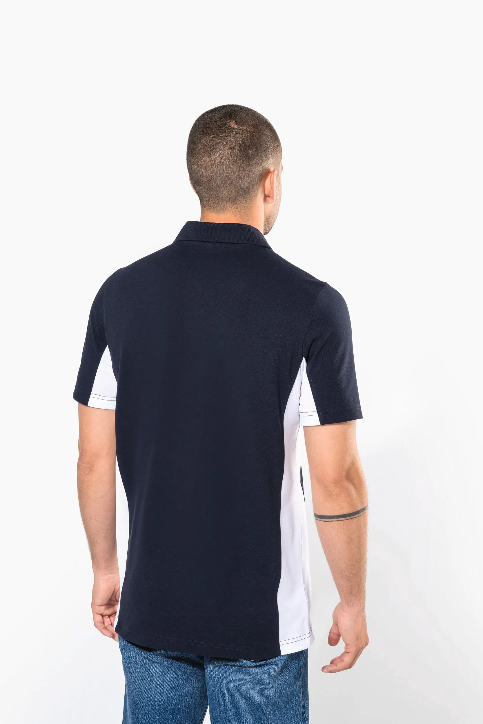 Polo de punto piqué manga corta bicolor hombre