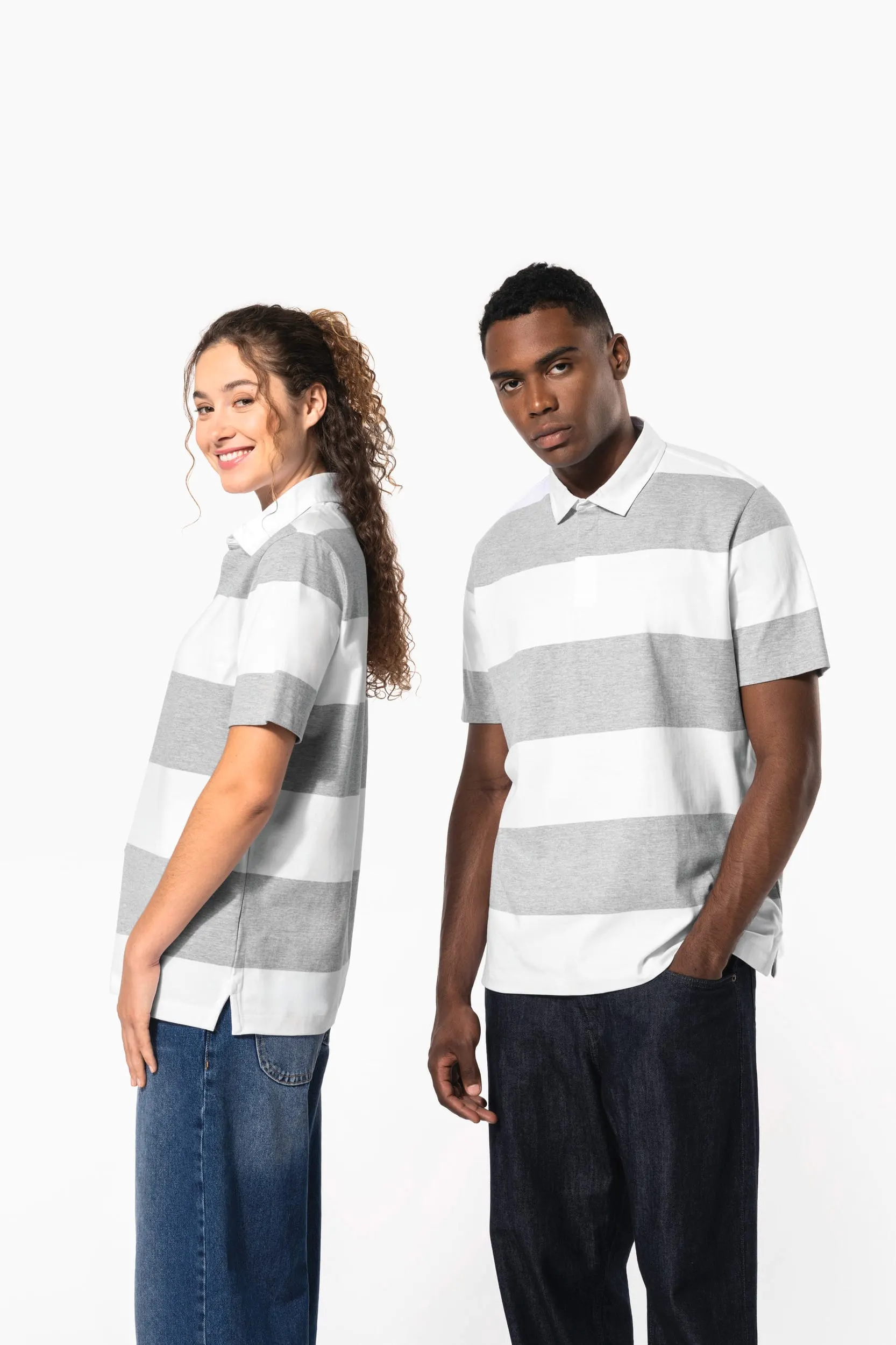 Polo a rayas manga corta unisex