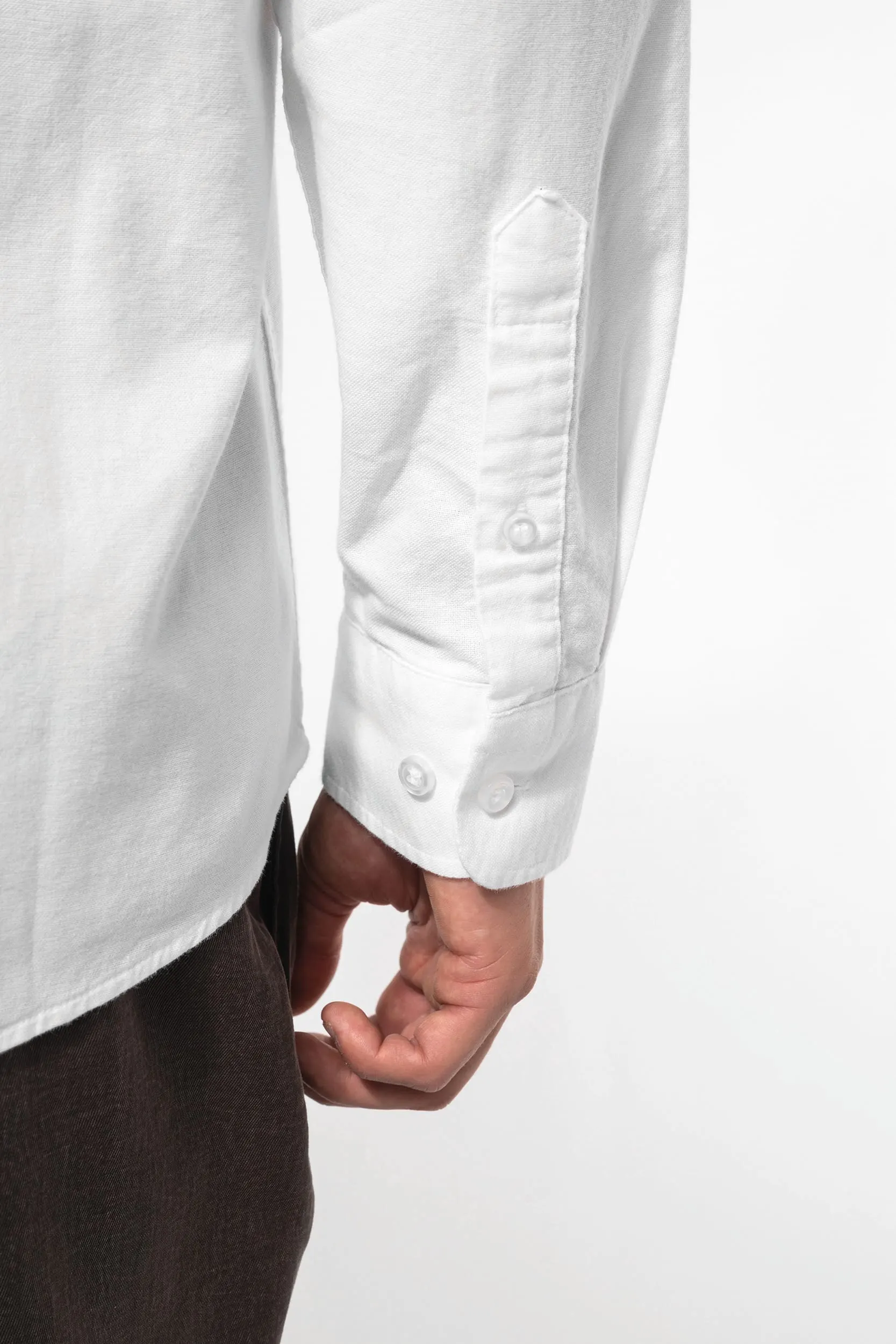 Camisa oxford lavada manga larga