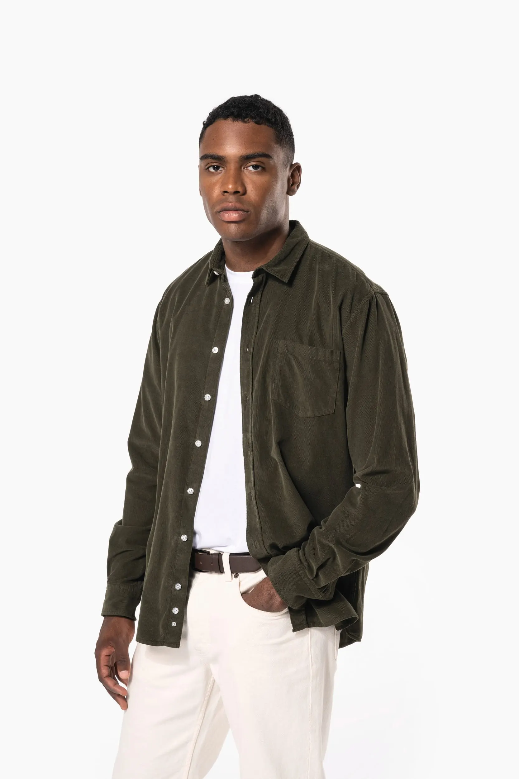 Camisa de pana manga larga hombre