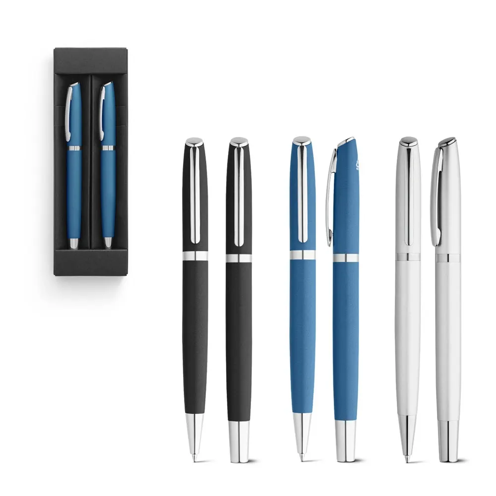 RE-LANDO-SET. Set de roller y bolígrafo con cuerpo de aluminio reciclado (100% rAL)