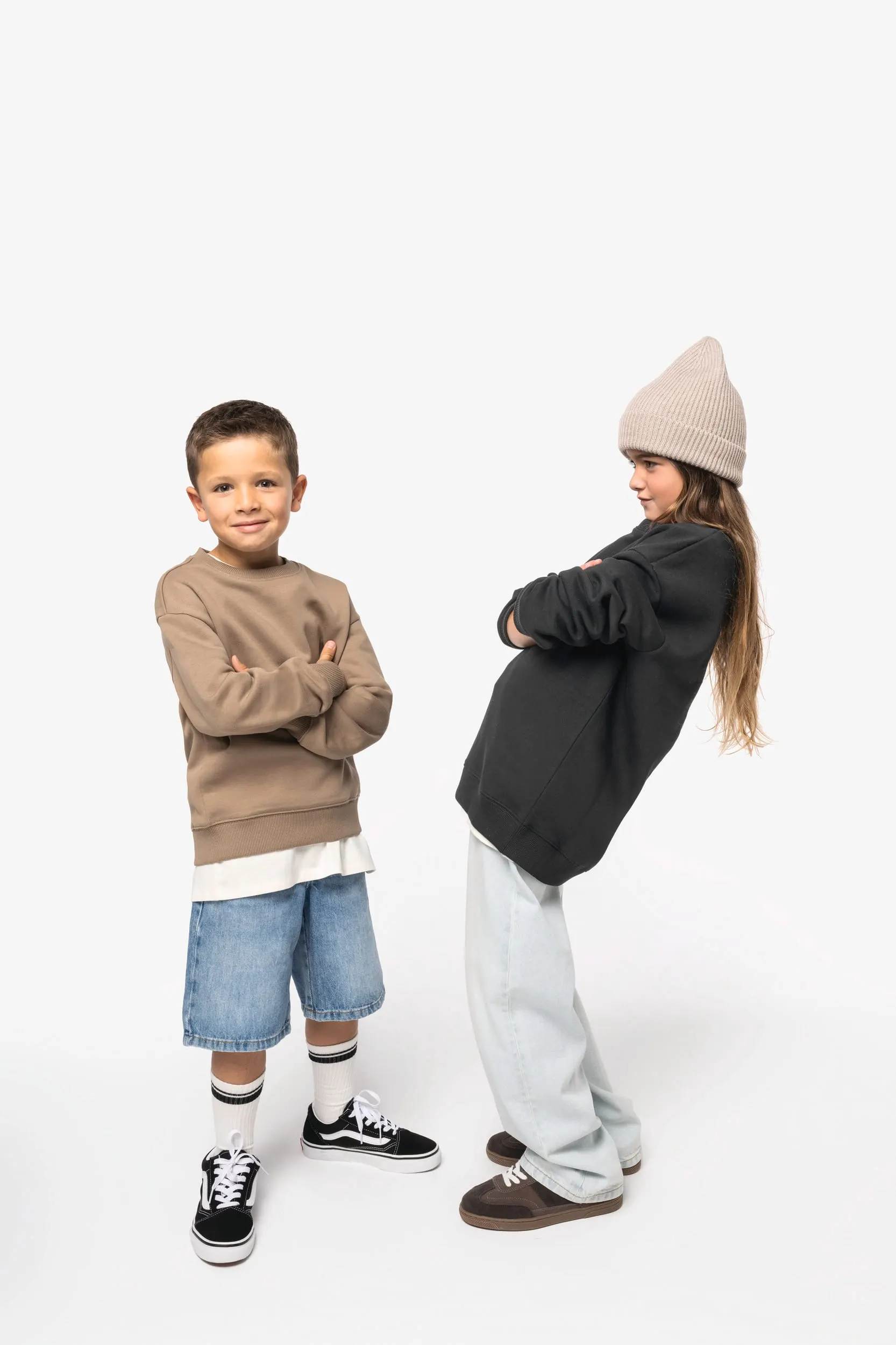 Sudadera ecorresponsable de cuello redondo oversize infantil