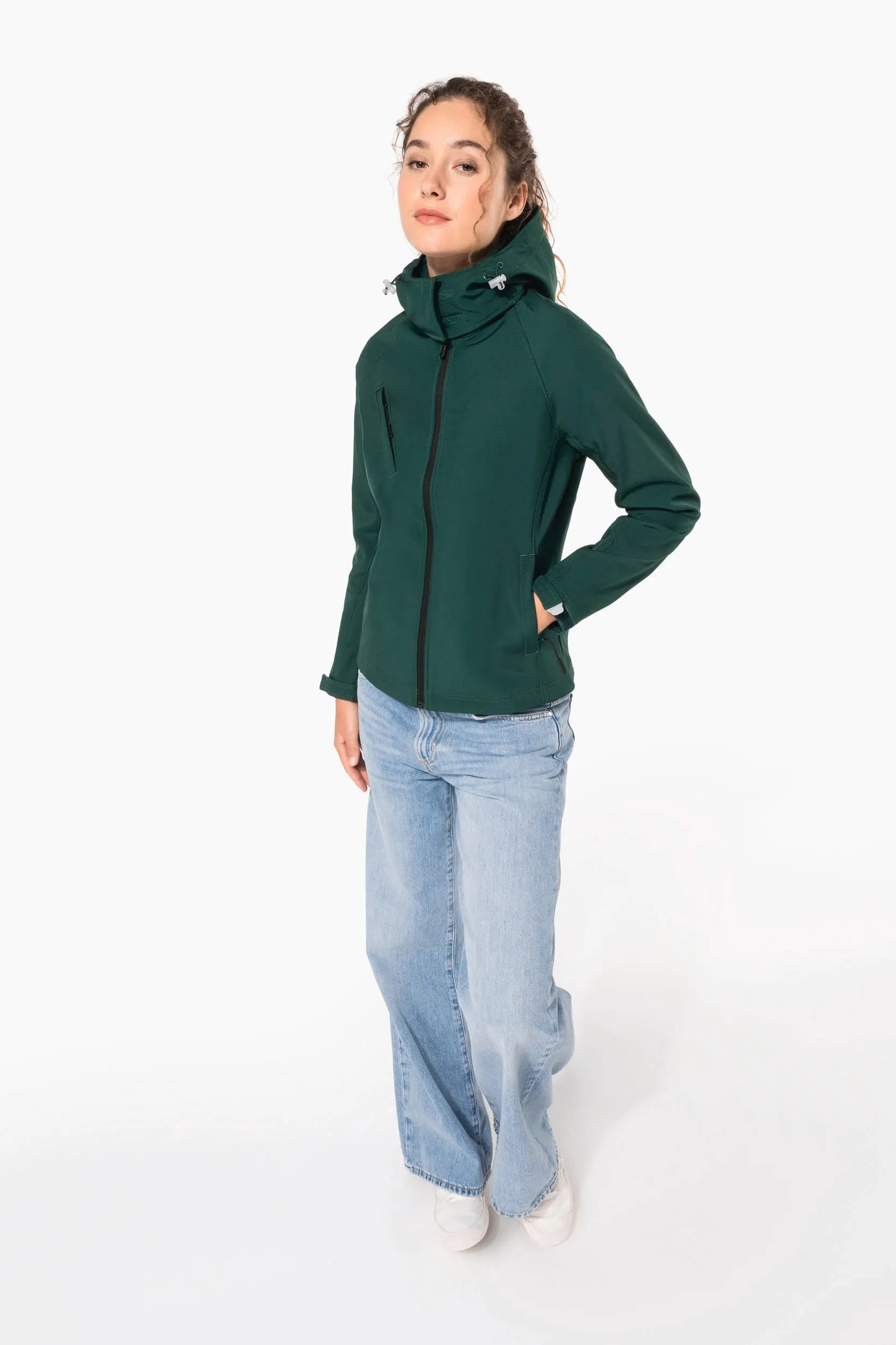 Chaqueta softshell con capucha extraíble mujer