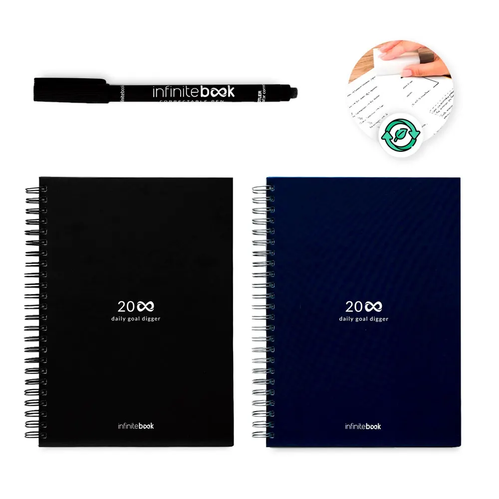 STARTER KIT INFINITE PLANNER A5. El set incluye un "Diario permanente", un kit de limpieza, un marcador y un portamarcadores