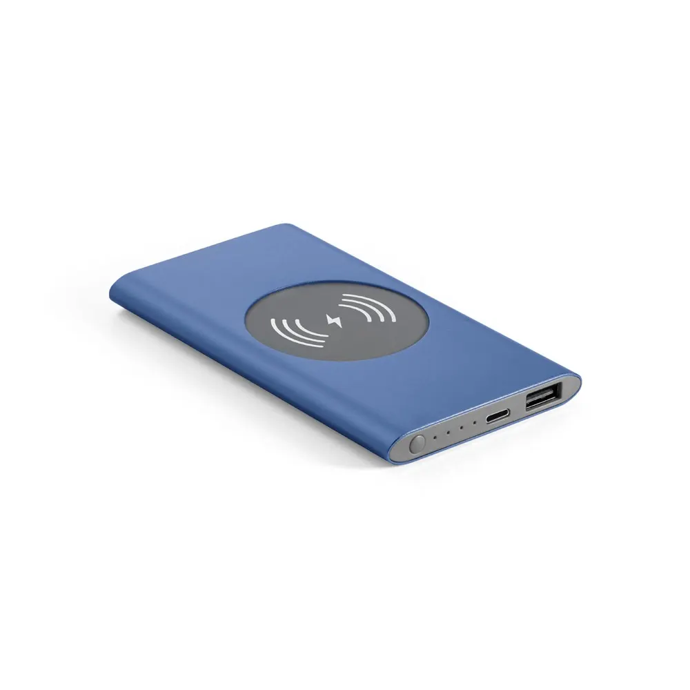 CASSINI. Power bank 4'000 mAh con cargador inalámbrico de 5W, fabricado en aluminio reciclado (100% rAL)