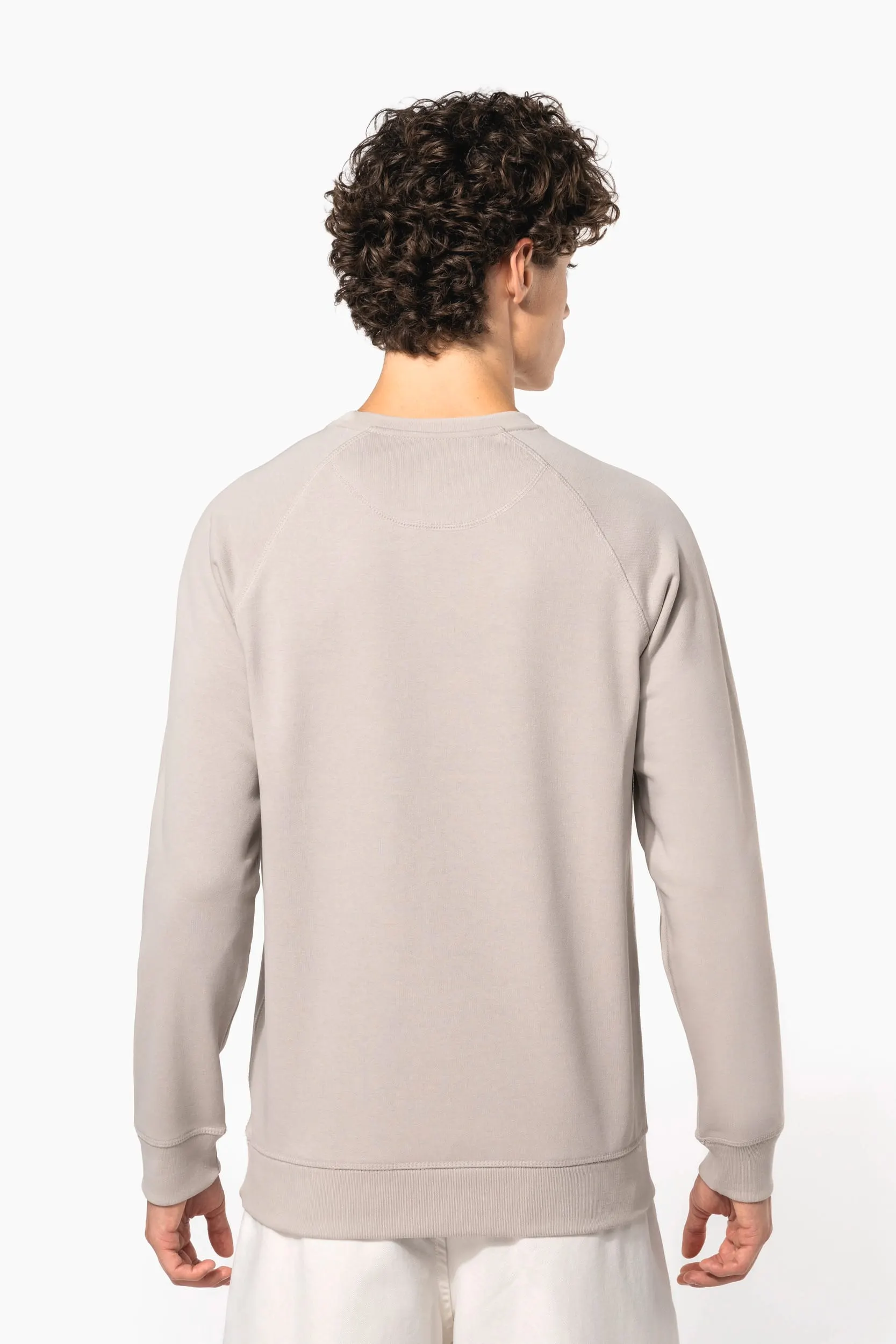 Sudadera algodón orgánico con cuello redondo y mangas raglán de hombre