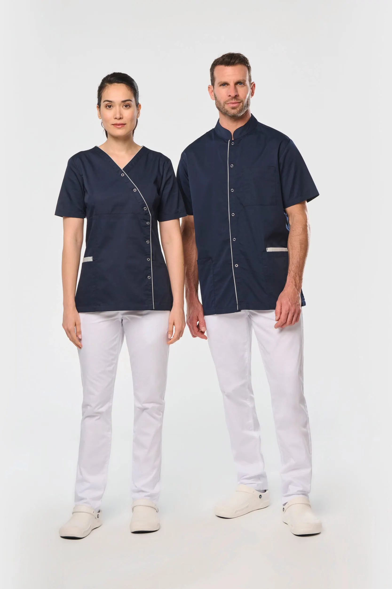Blusa polialgodón con botones a presión mujer