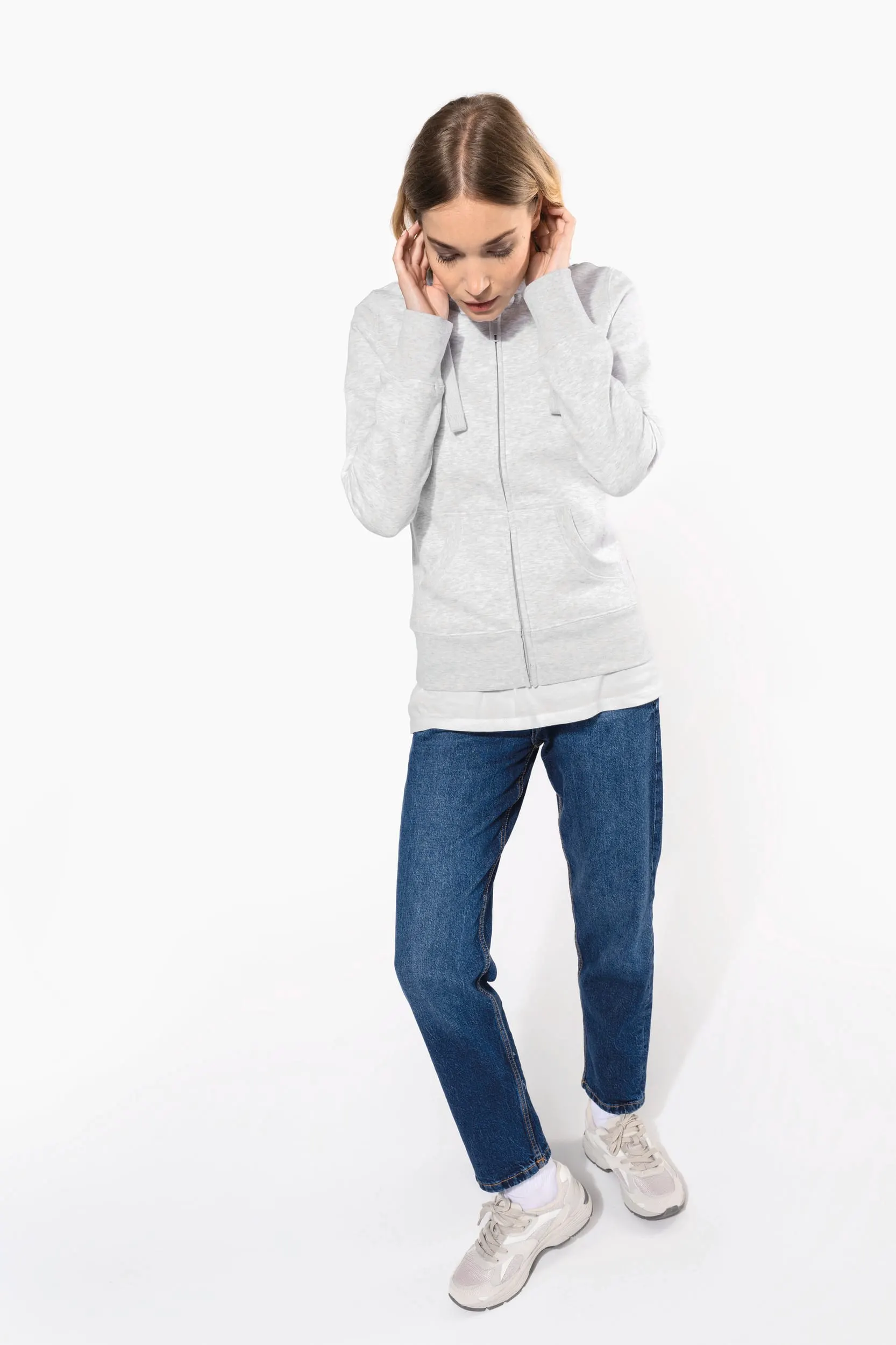 Sudadera con capucha y cremallera de mujer