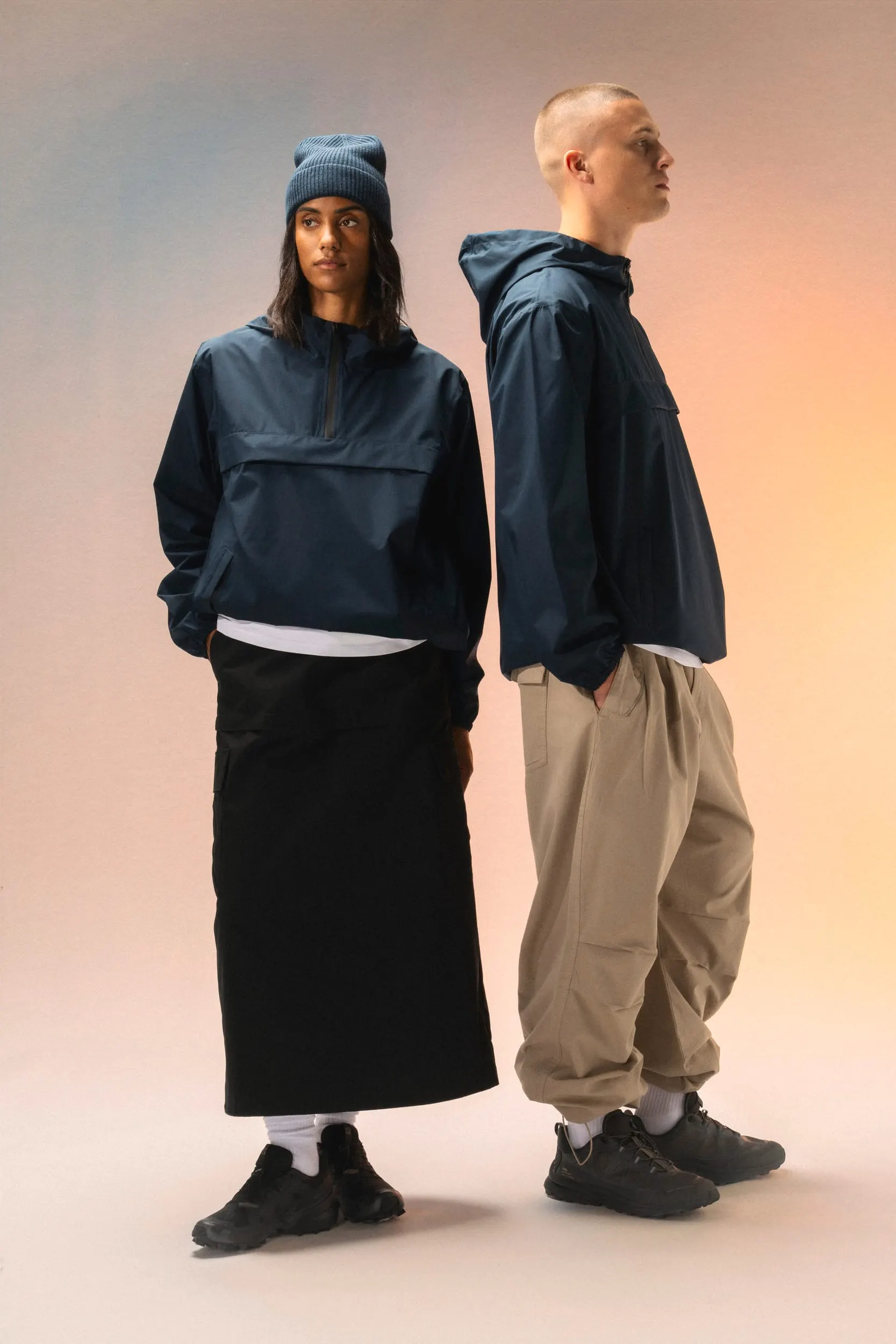 Chaqueta cortavientos impermeable ecorresponsable 1/4 cremallera unisex