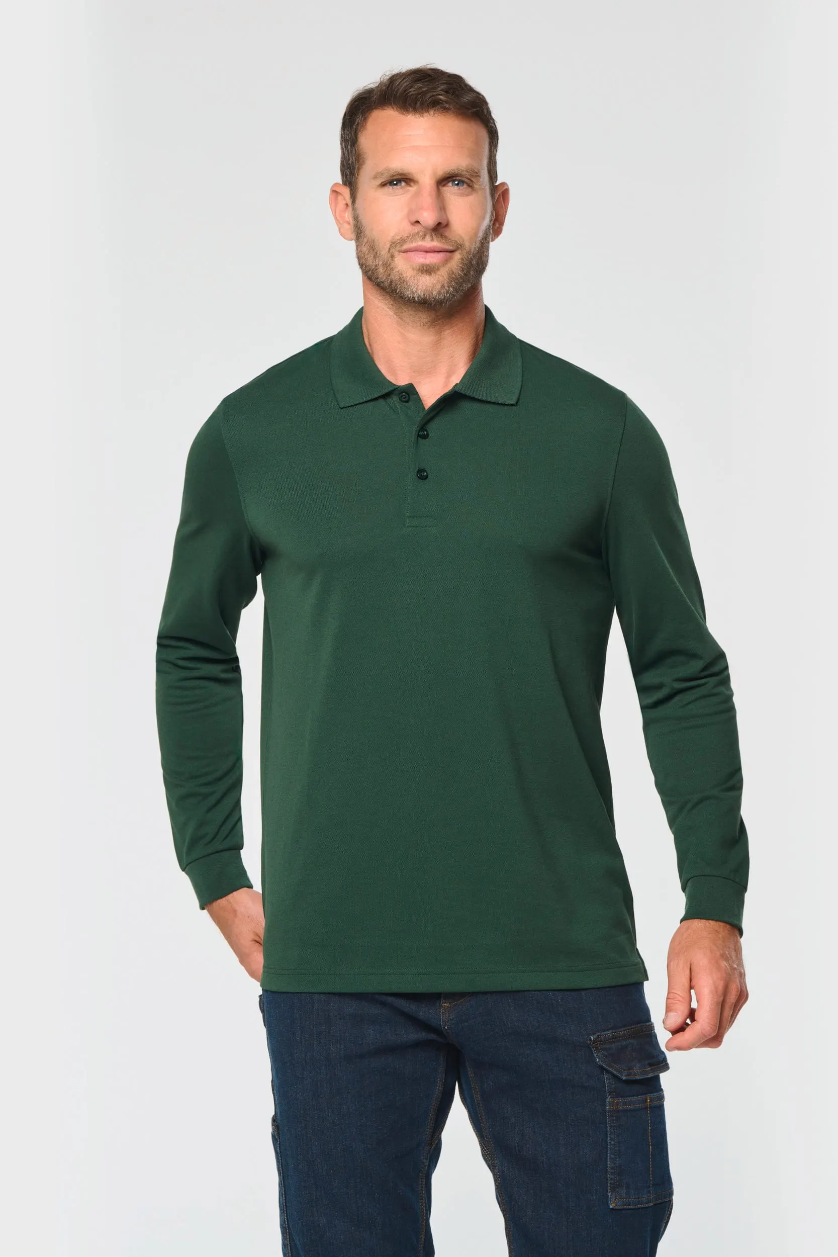 Polo Antibacteriano manga larga hombre