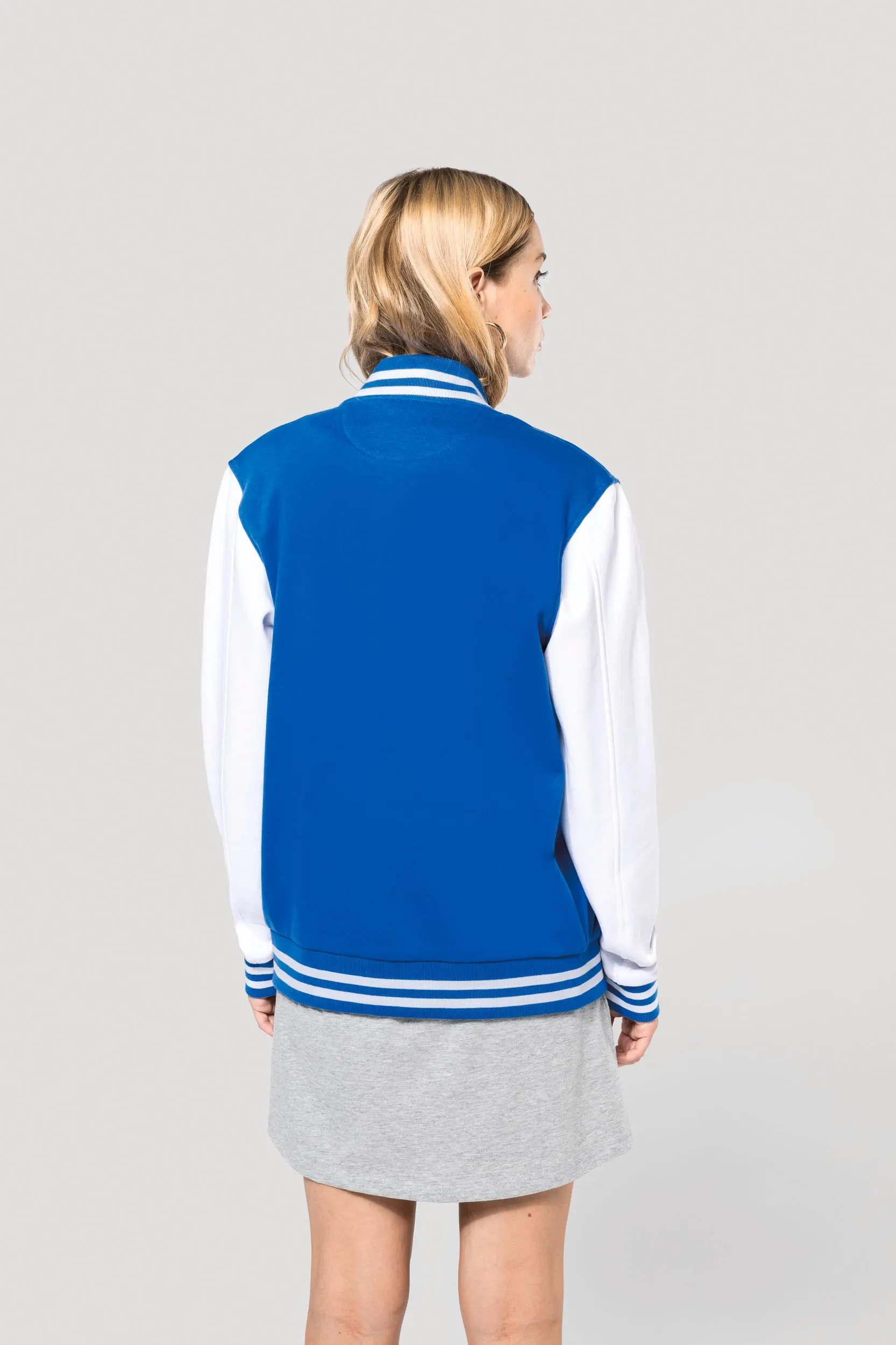 Cazadora de felpa tipo béisbolera unisex