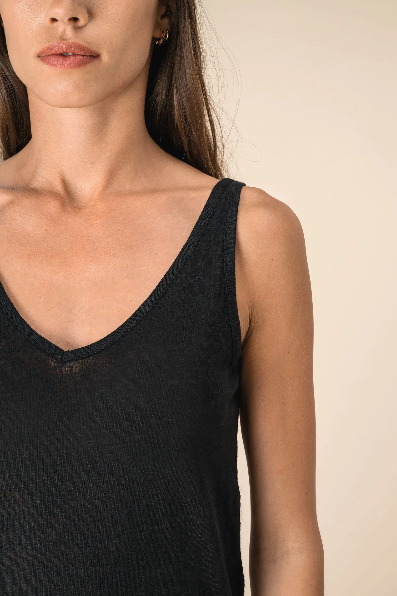 Camiseta de tirantes de lino mujer